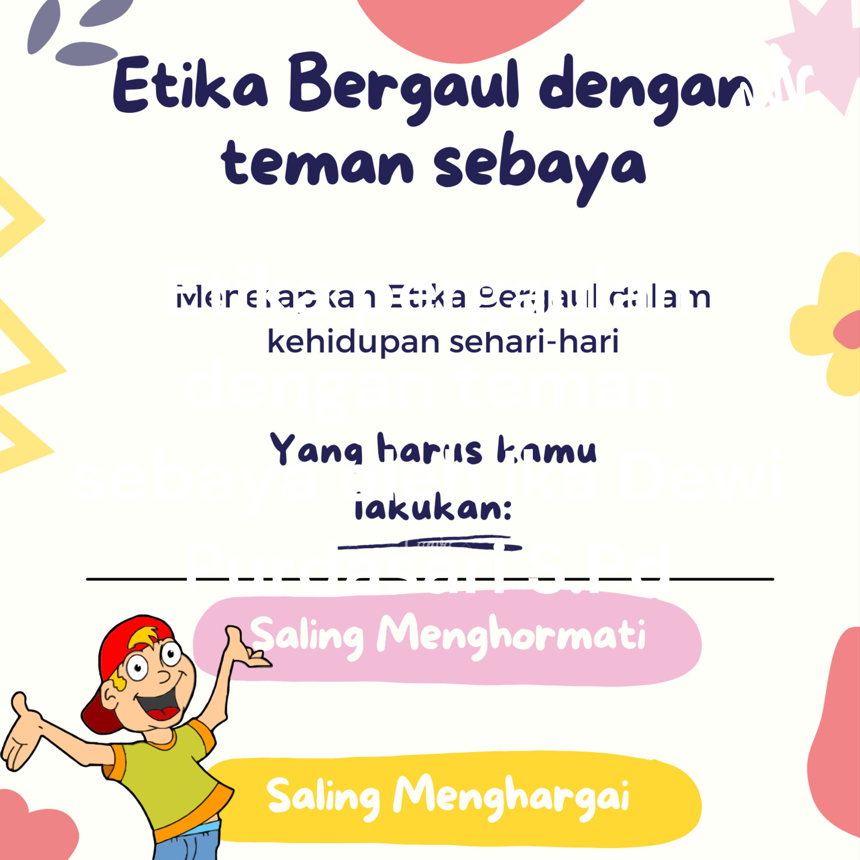 Etika pergaulan dengan teman sebaya oleh Ika Dewi Purdasari S.Pd