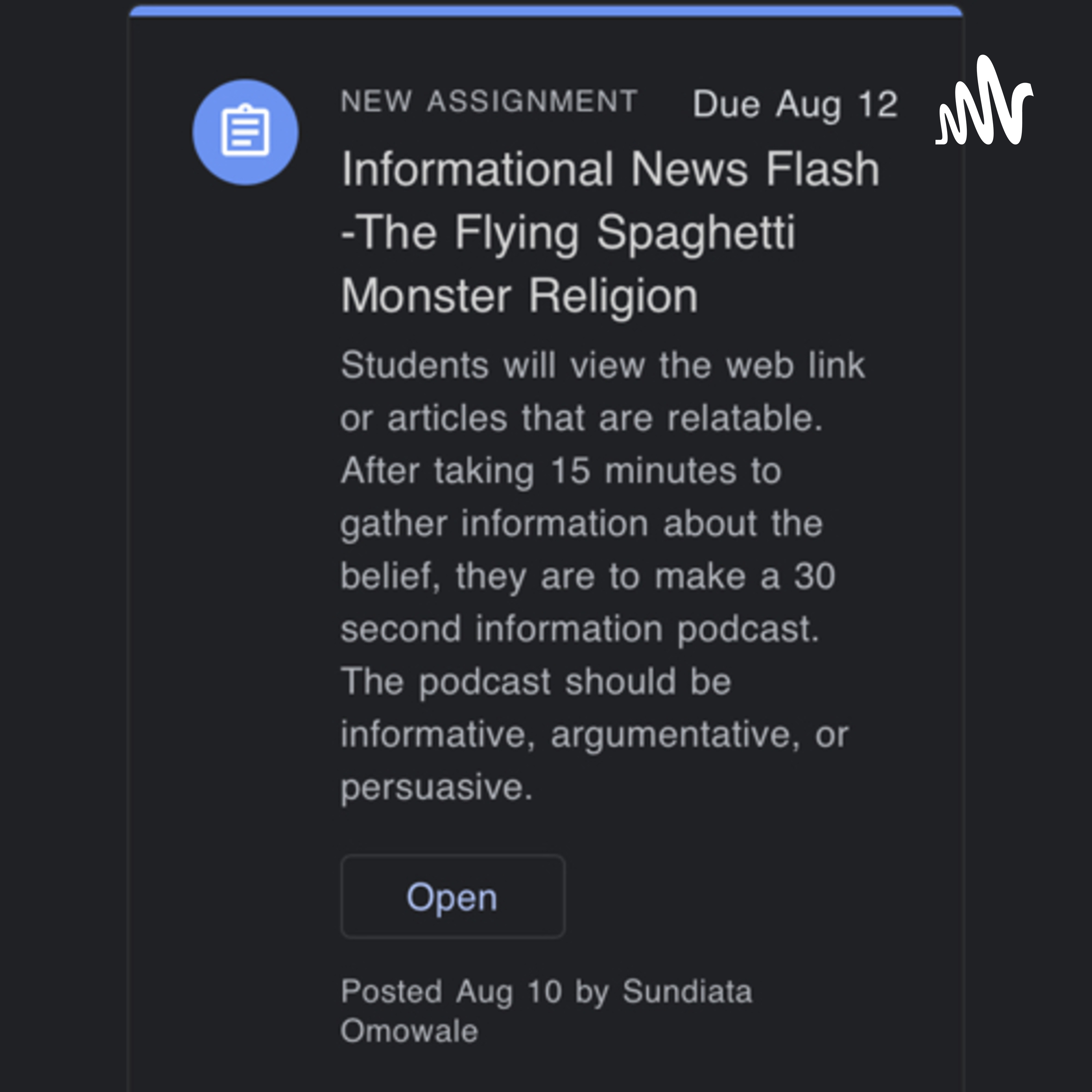 TC Of the Flying Spaghetti Monster 