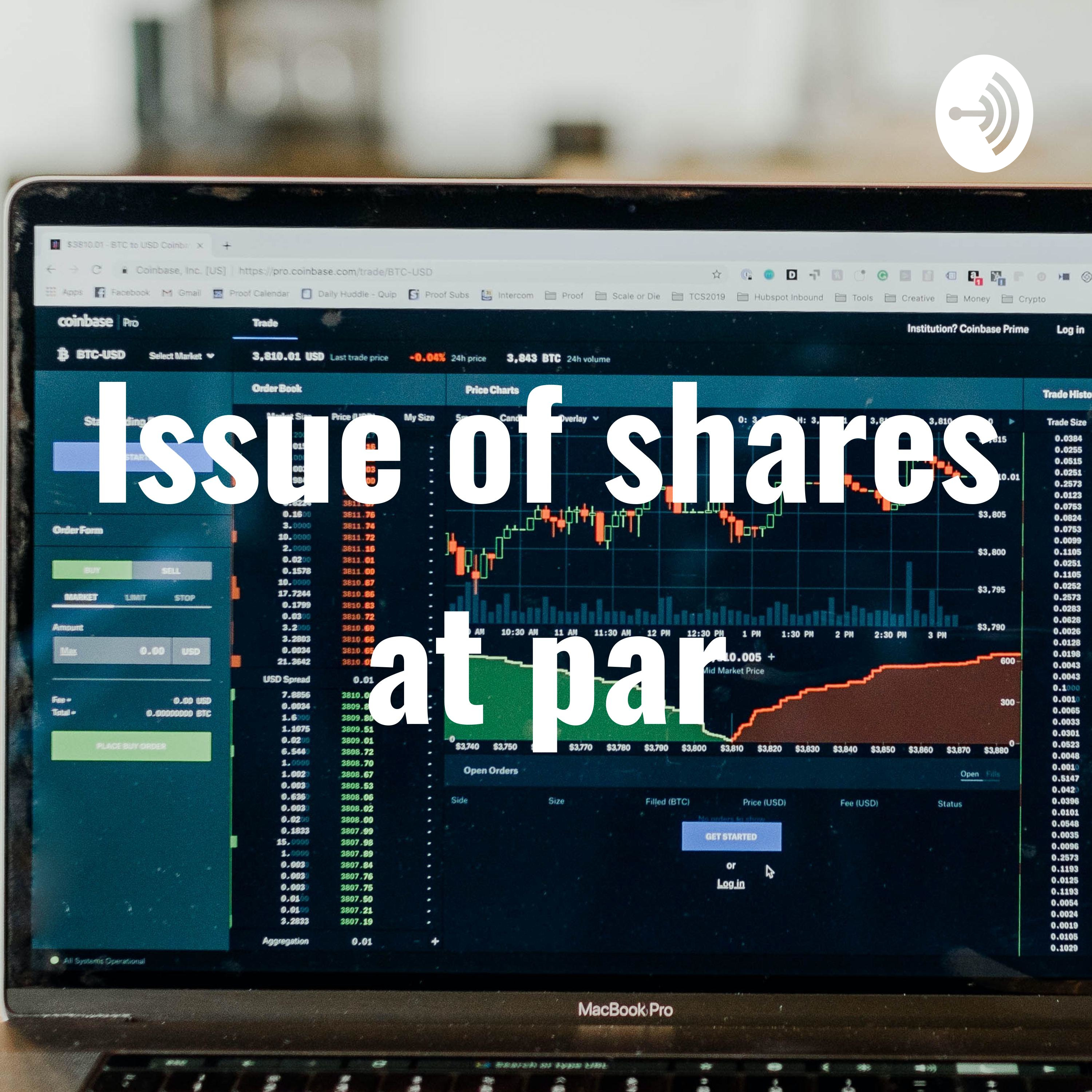 Issue of shares at par