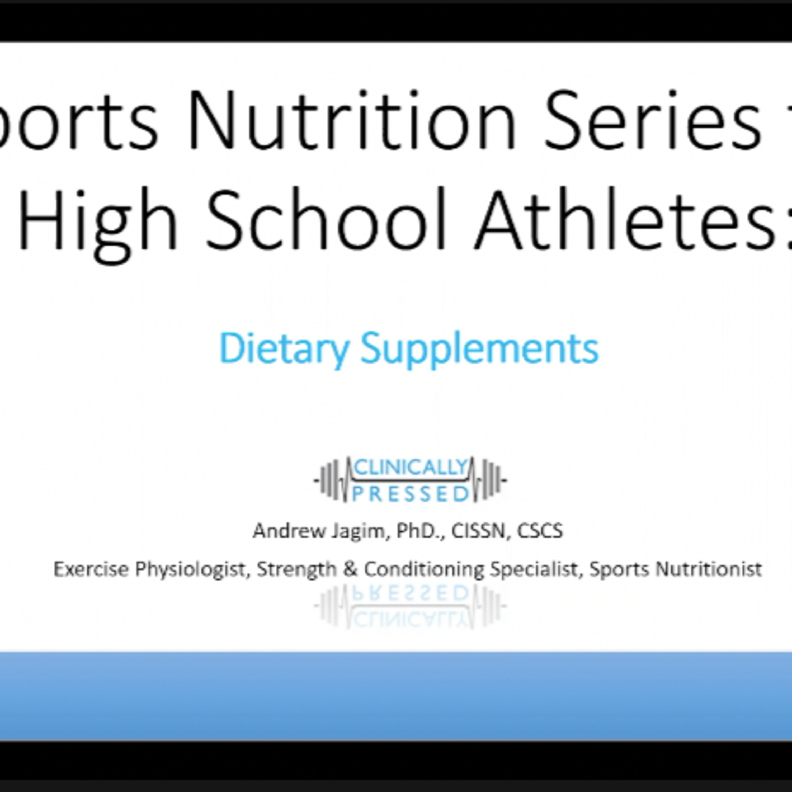 Sports Supplements for the HS Athlete