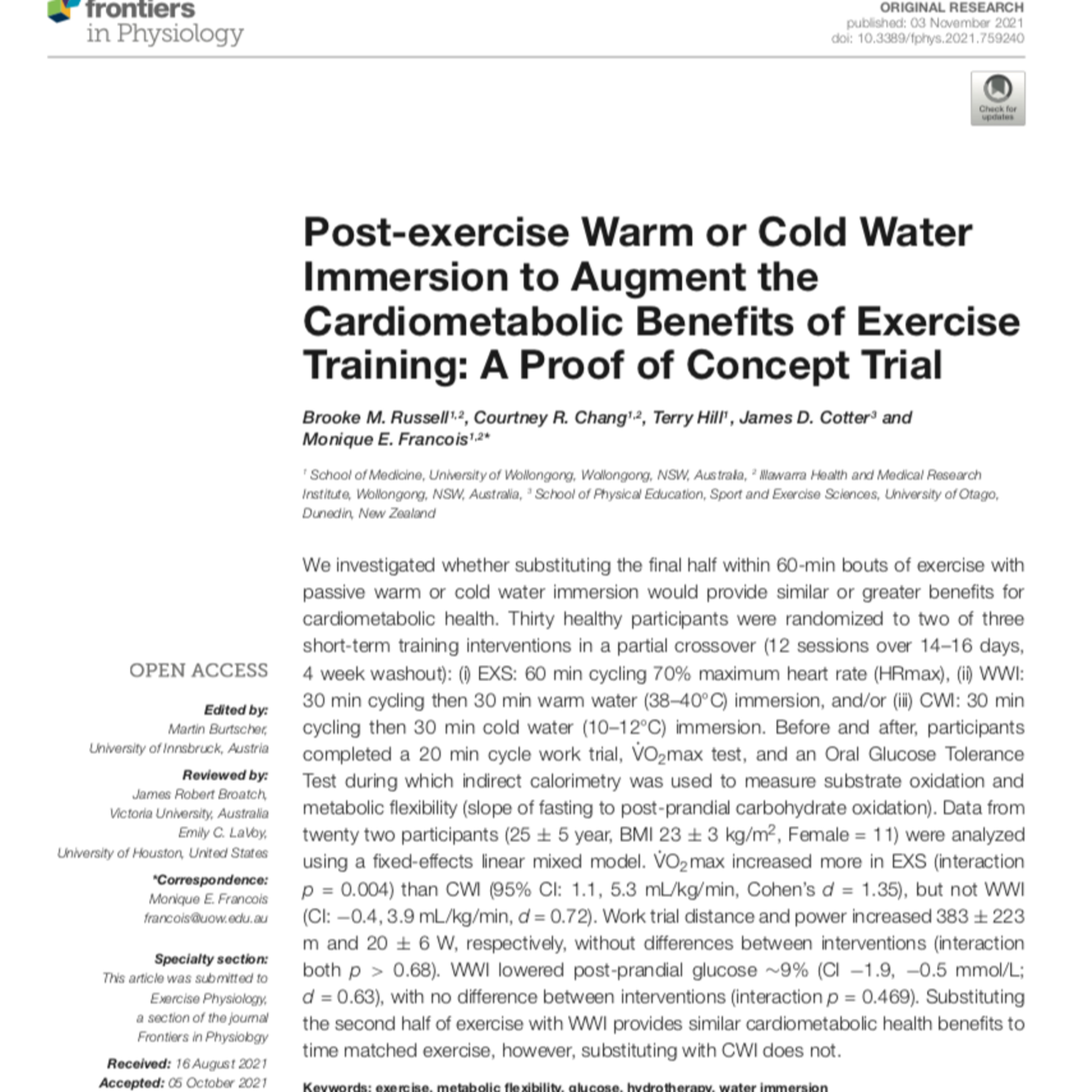 Research Review: Water Immersion to Augment Cardio Workouts