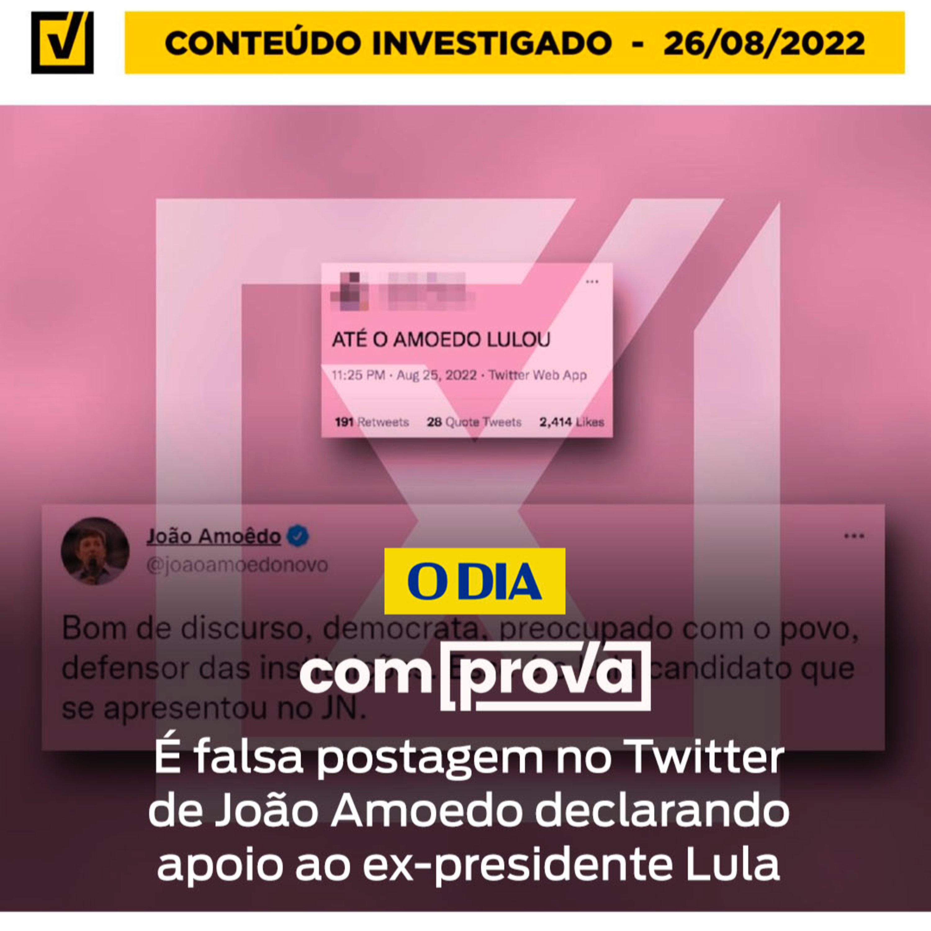 É falsa postagem no Twitter de João Amoedo declarando apoio ao ex-presidente Lula episode artwork