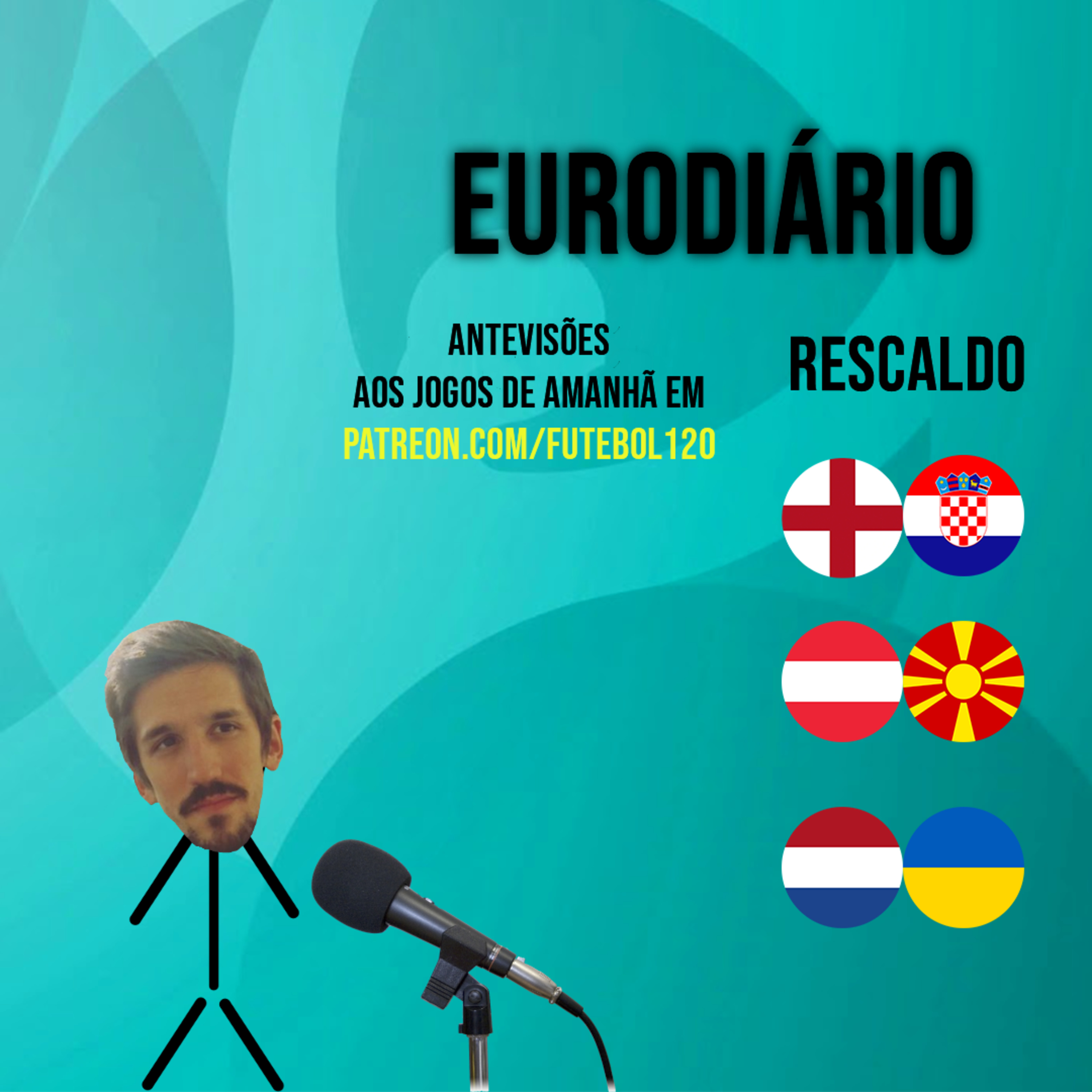 Eurodiário #3 - O incrível Holanda - Ucrânia, o excitante Áustria - Macedónia do Norte e o... Inglaterra Croácia episode artwork