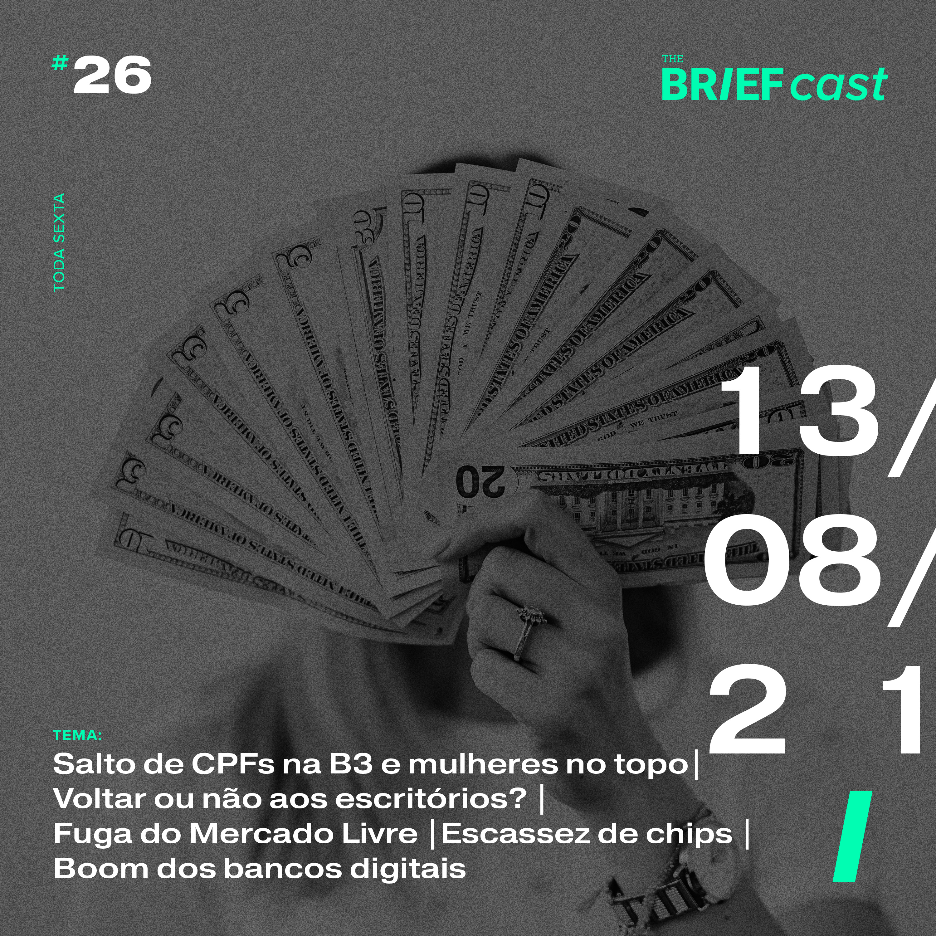 The BRIEFcast - 13.08.21 - Mulheres no topo da B3 | Choque de cultura na volta aos escritórios | Mercado Livre sem Correios | Escassez de chips | Boom dos bancos Digitais (Ep 26)  episode artwork