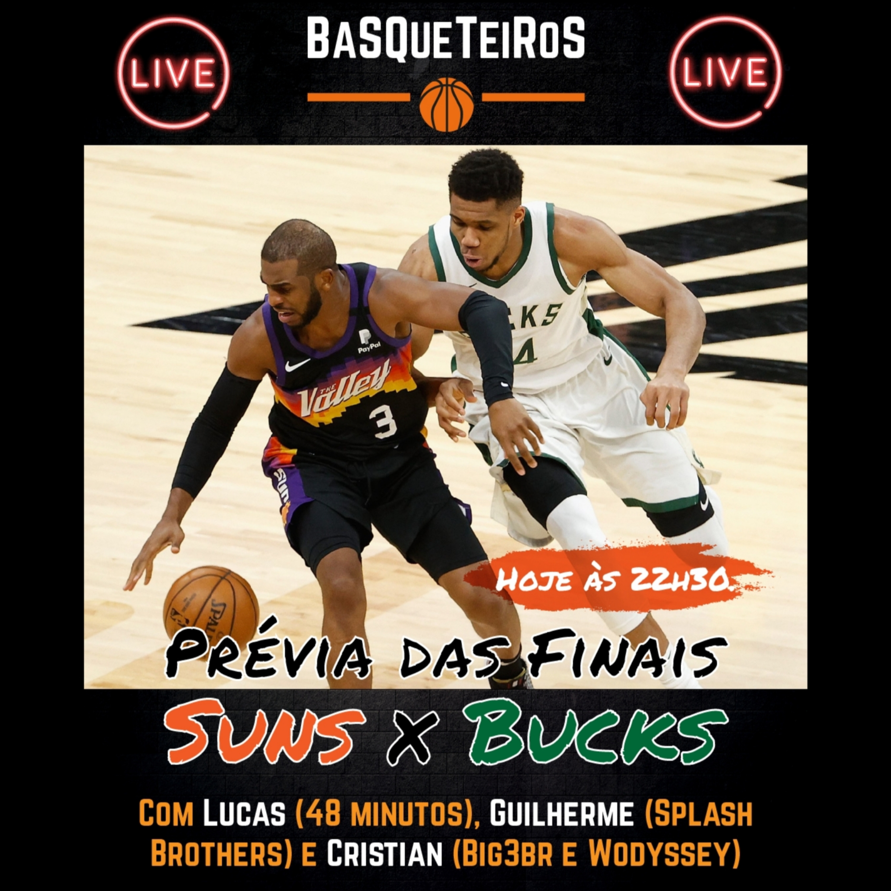 BSQTRS # 107 - Prévia Finais da NBA - Suns x Bucks - com 48 minutos, Splash Brothers e Big3br episode artwork