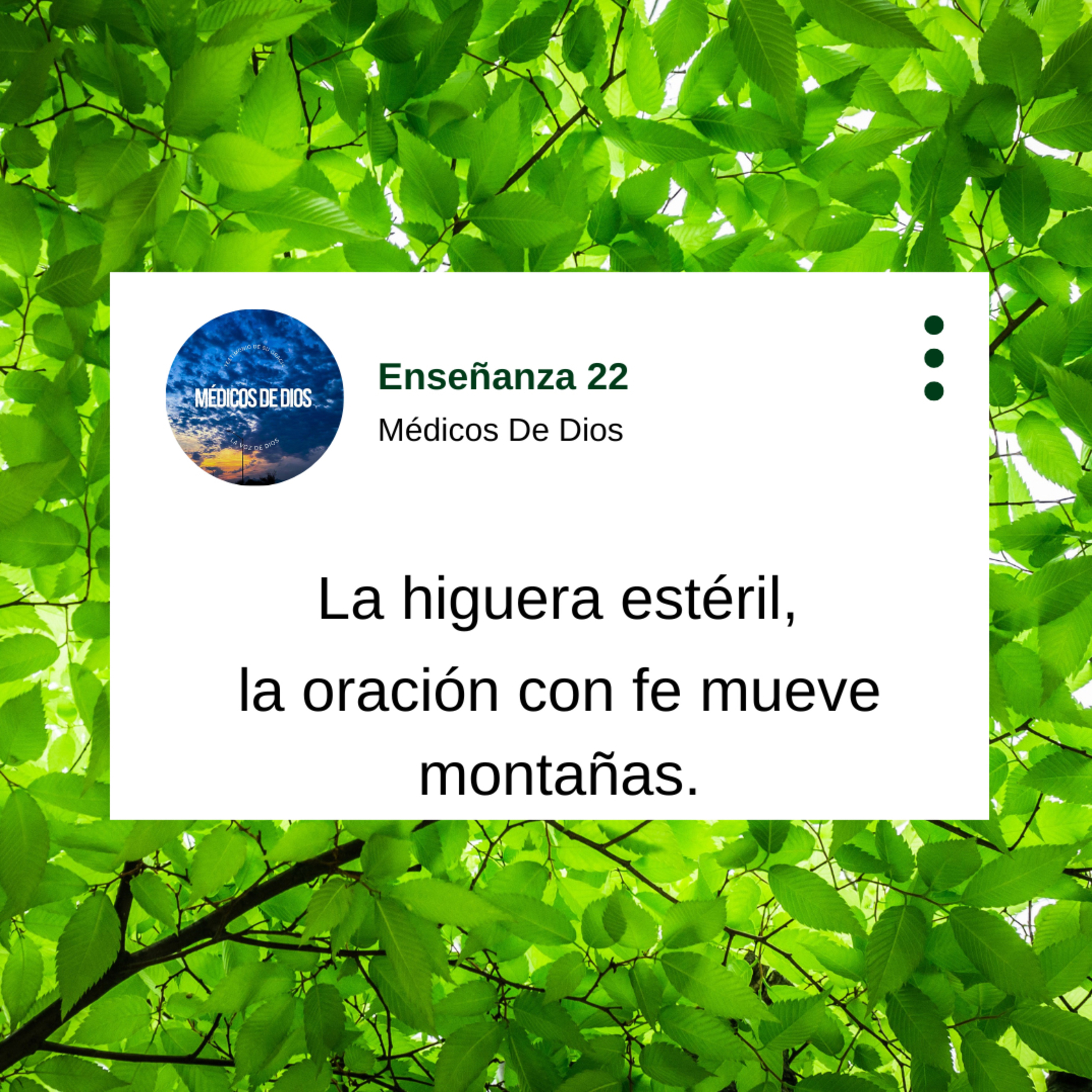 Enseñanza 22 La higuera estéril , la oración con fe mueve montañas.