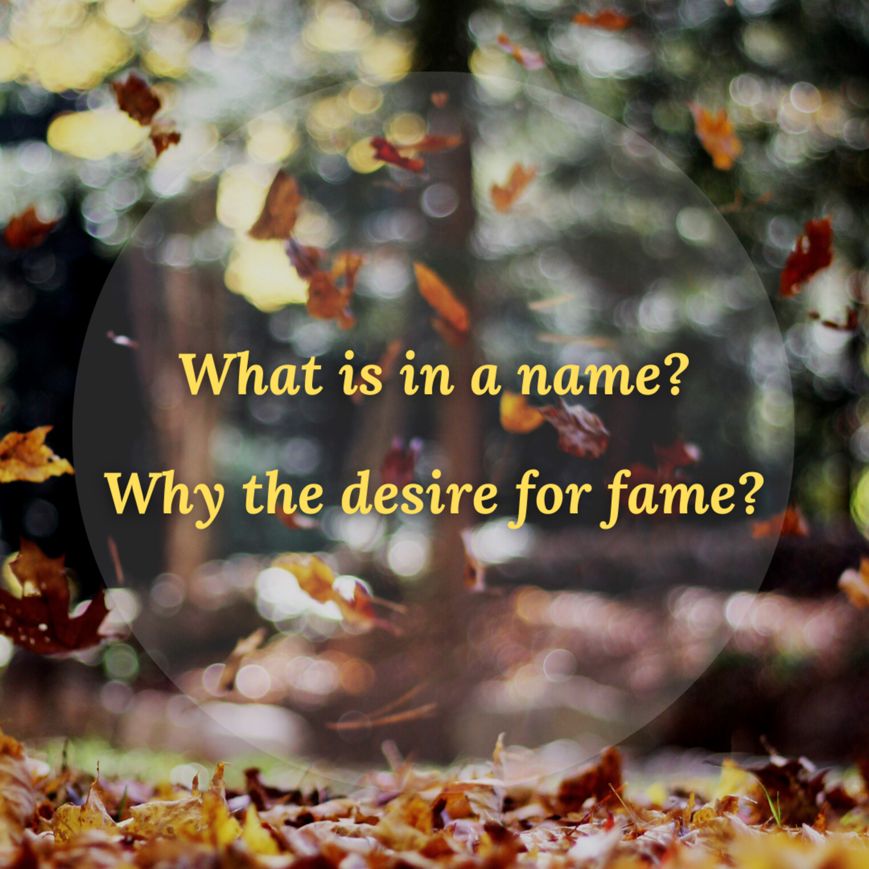 What is in a name? Why the desire for fame?