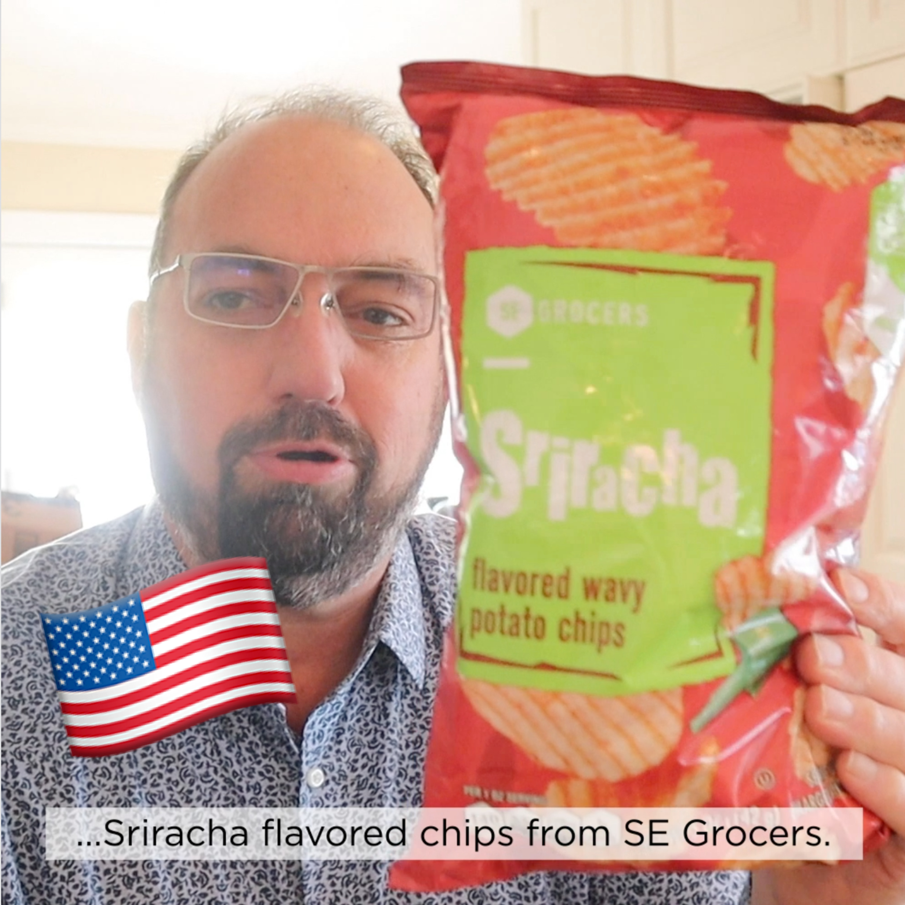 🇺🇸 SE Grocers Sriracha potato chips on In The Chips with Barry episode artwork