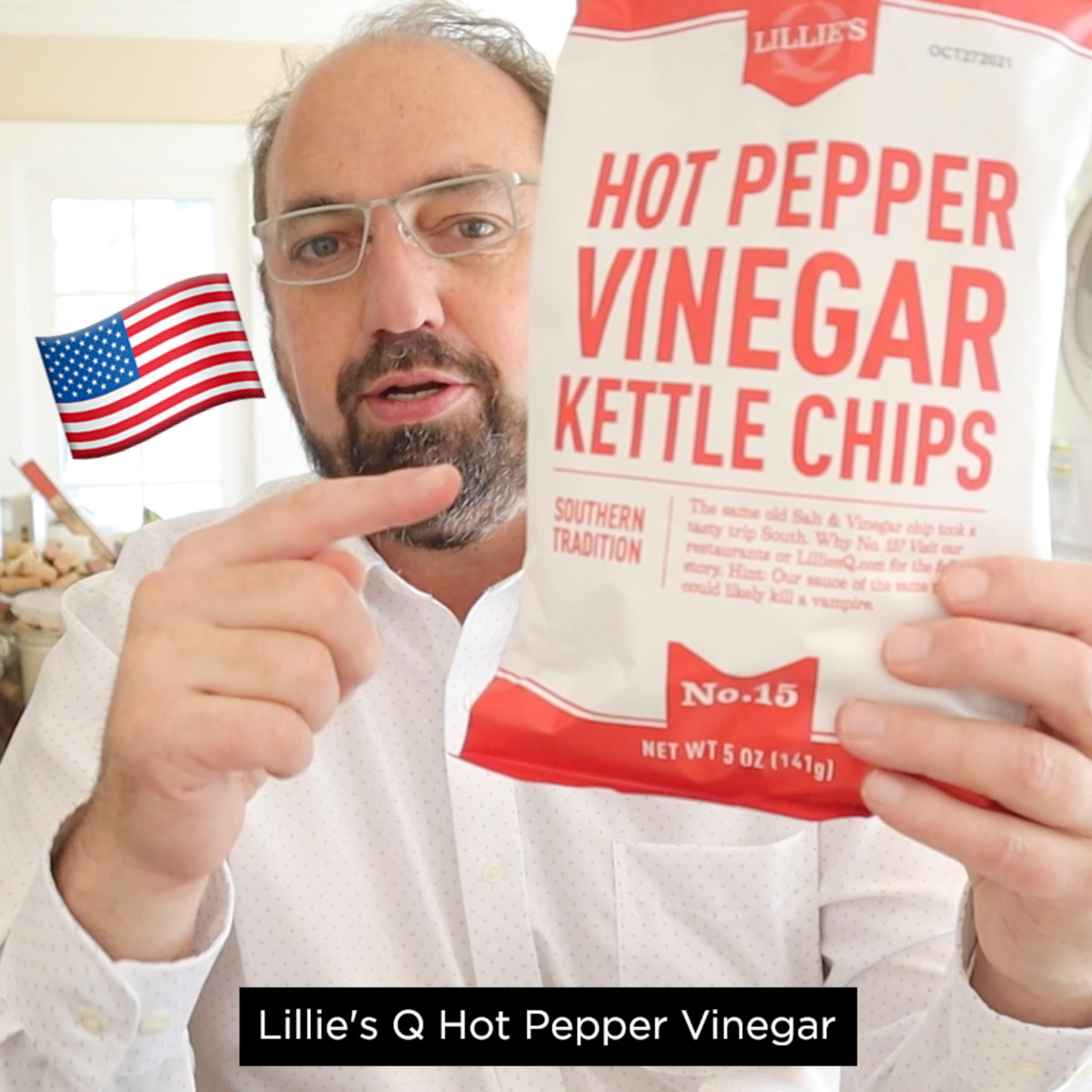 🇺🇸 Lillie’s Q Hot Pepper Vinegar potato chips on In The Chips with Barry episode artwork