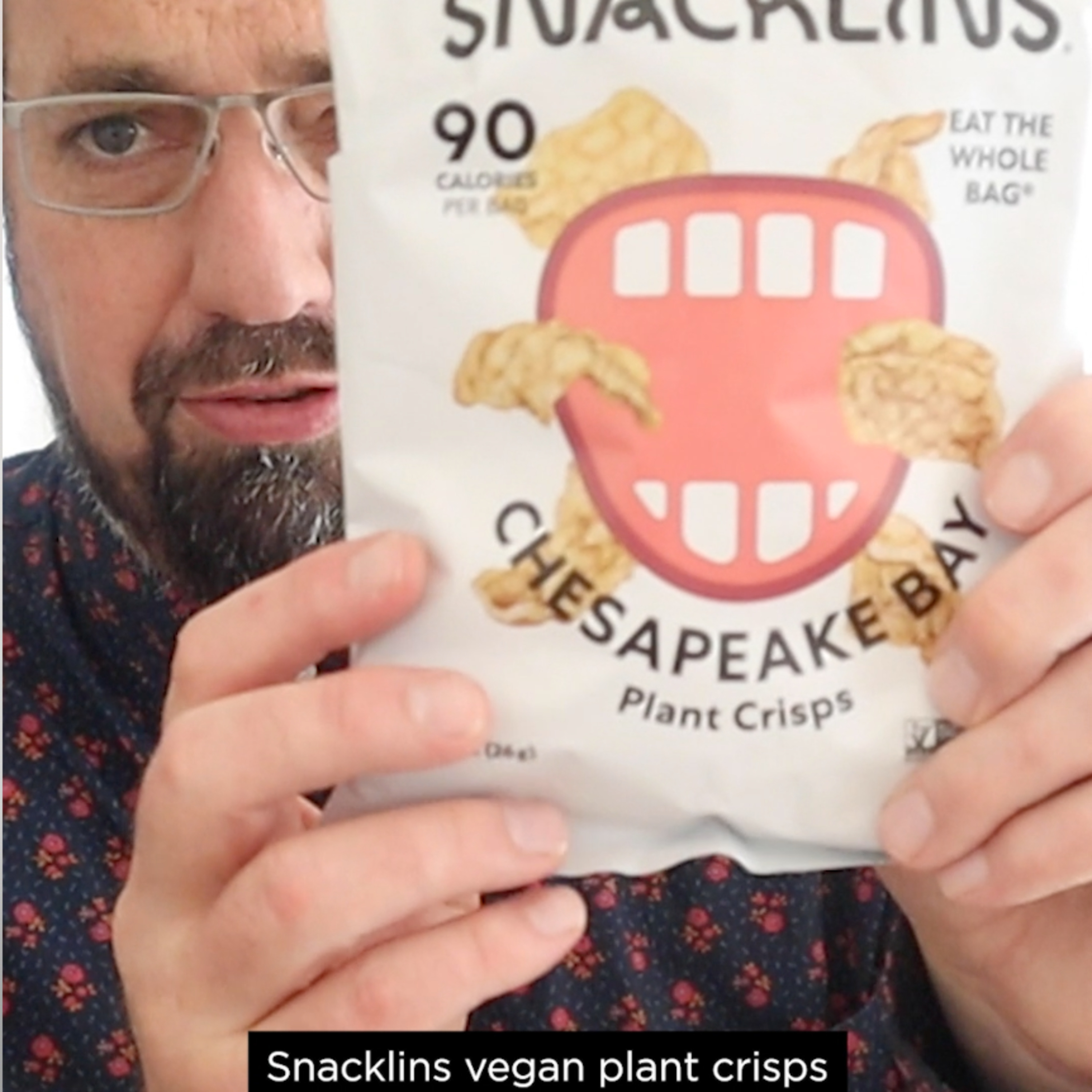 🇺🇸 Chesapeake Bay flavored Snacklins plant crisps (vegan cracklins) on In The Chips with Barry episode artwork