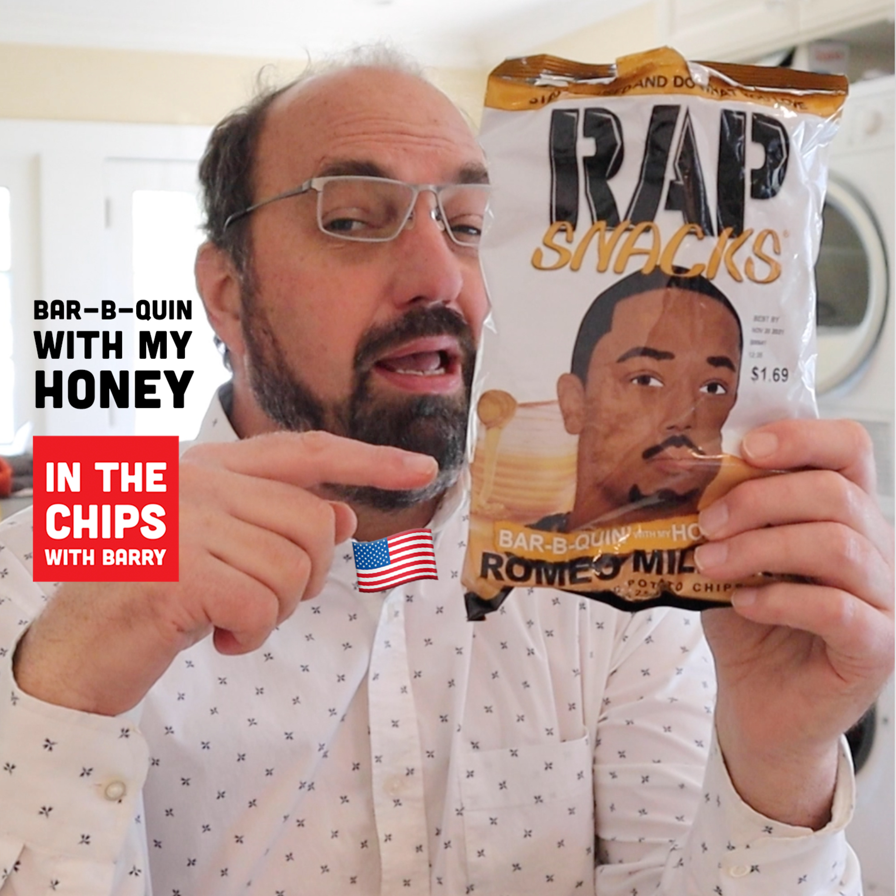 🇺🇸 Rap Snacks Romeo Miller Bar-B-Qin’ with My Honey potato chips on In The Chips with Barry episode artwork