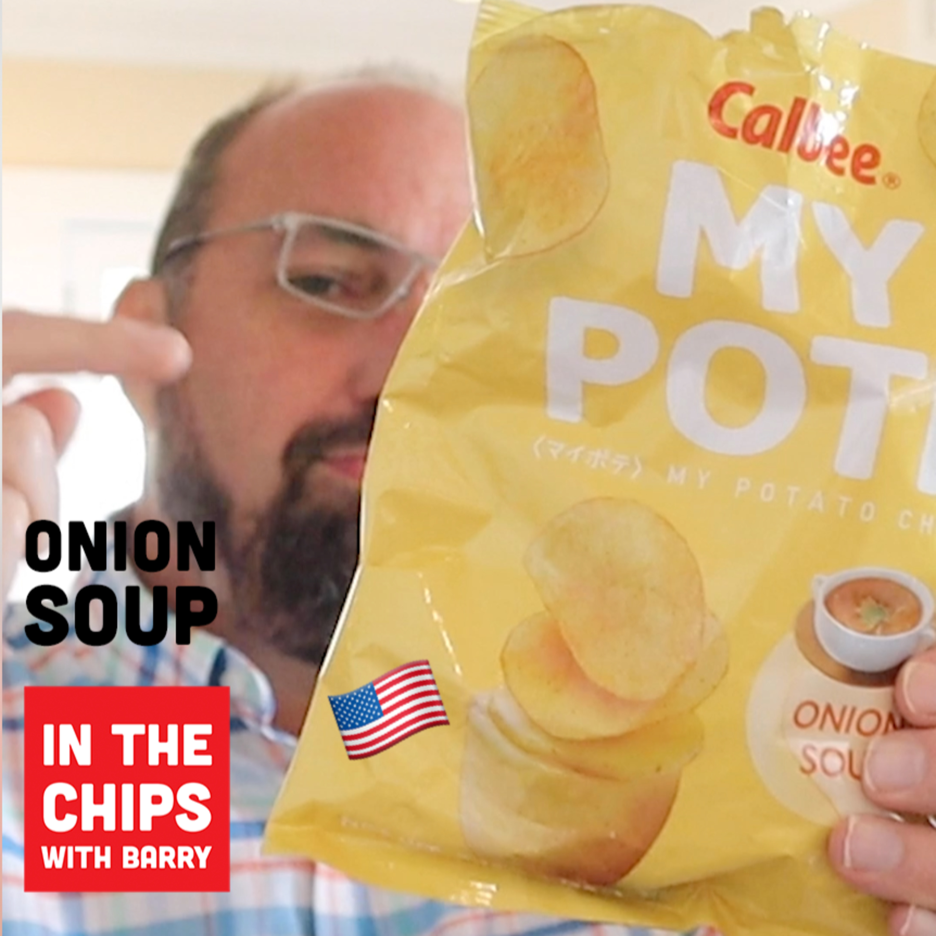 🇺🇸 Calbee My Pote Onion Soup potato chips on In The Chips with Barry