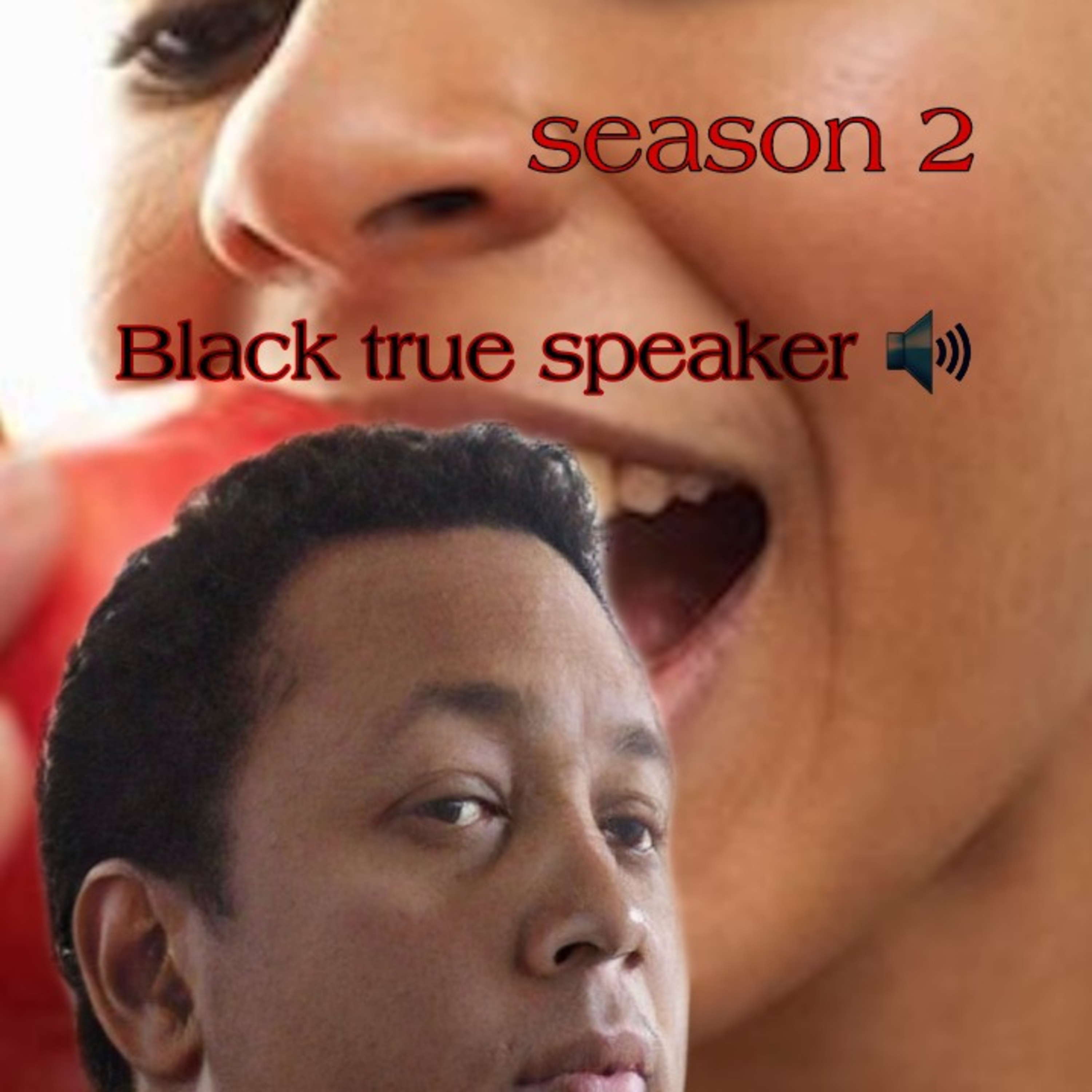Black true speaker talking to men episode artwork