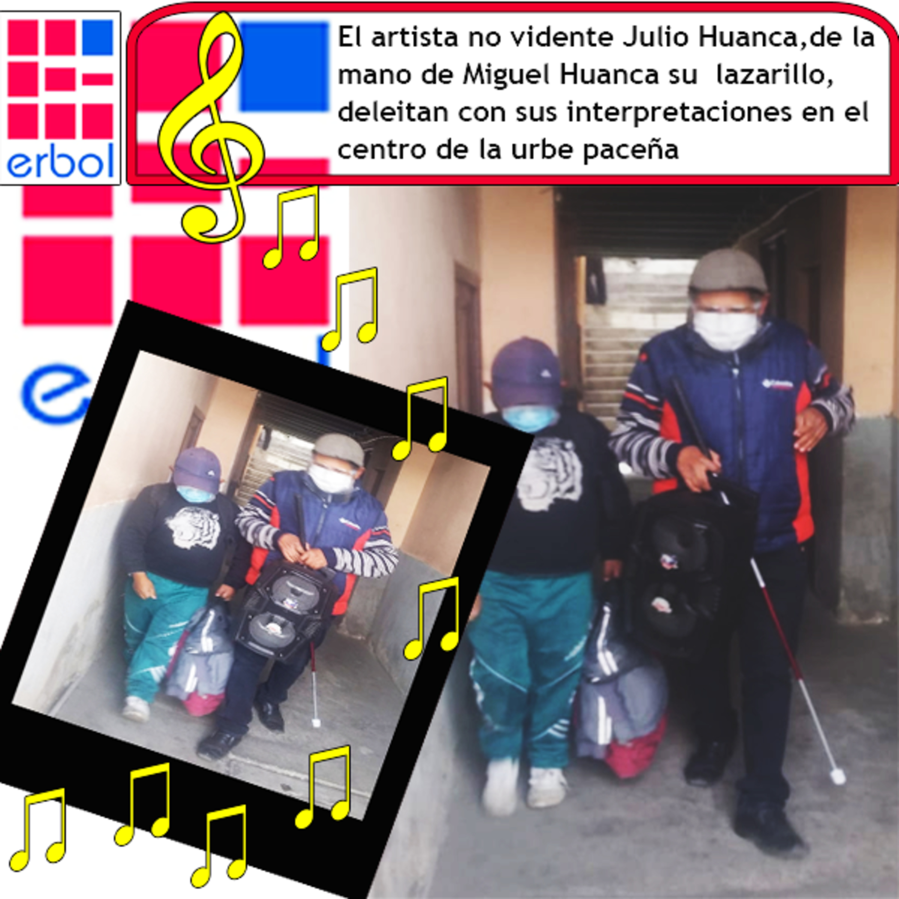 El artista no vidente Julio Huanca, de la mano de Miguel Huanca su lazarillo, deleitan con sus interpretaciones en el centro de la urbe paceña episode artwork