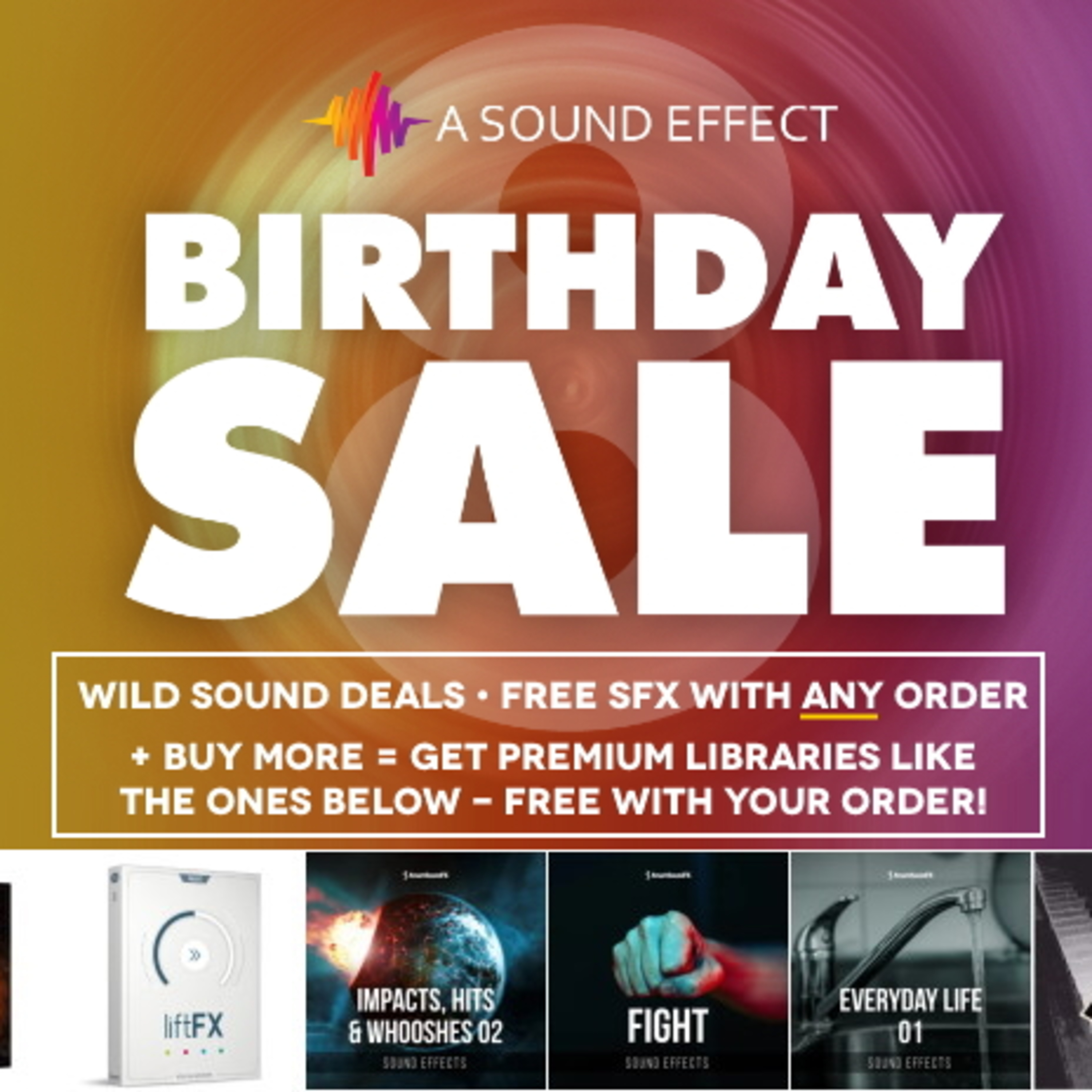 Get yourself 250 MB worth of free sounds + land incredible sound community deals at asoundeffect.com/sale