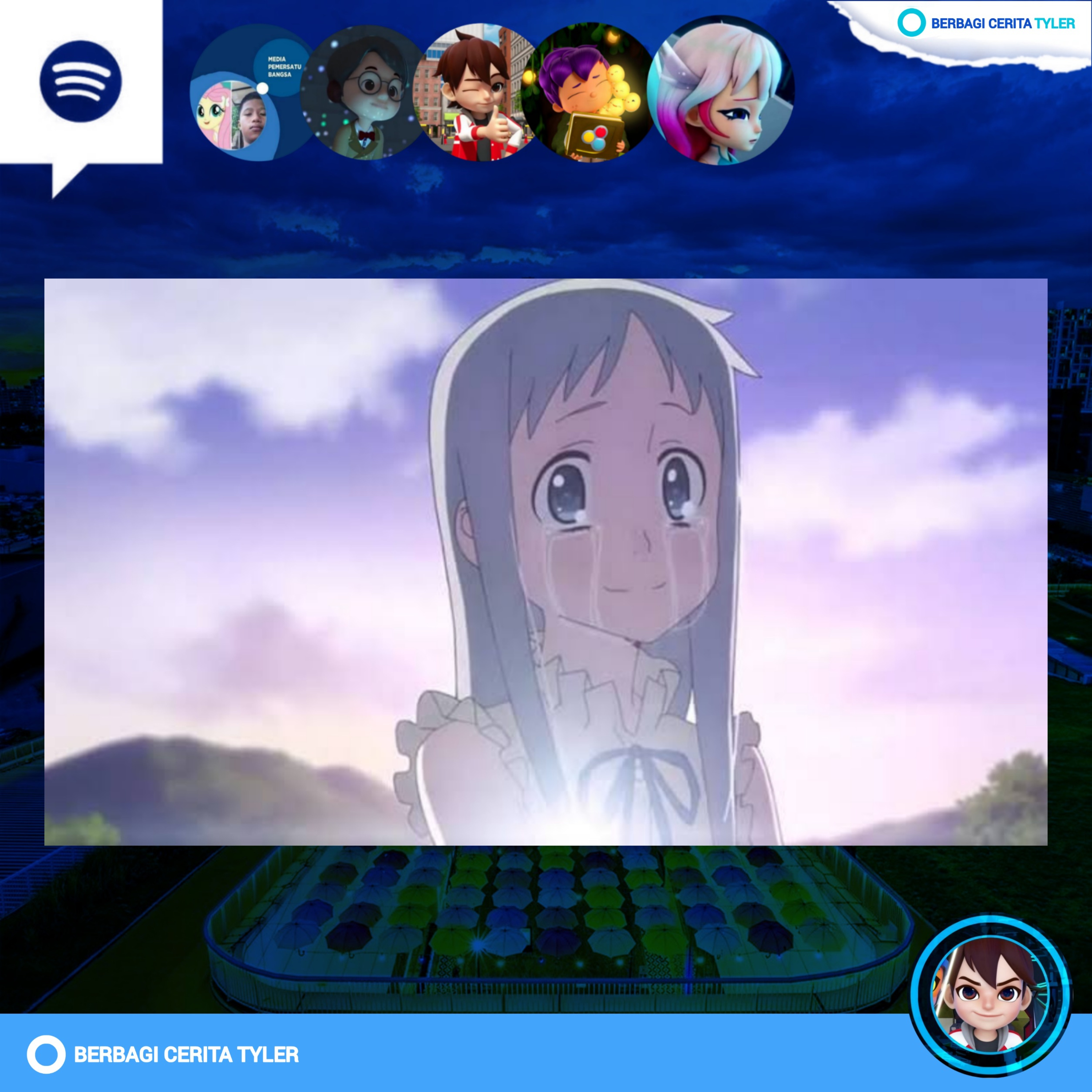 "Terima kasih untuk semuanya hari ini. Tolong jadilah temanku sampai akhir” - #Belajardari Menma  episode artwork