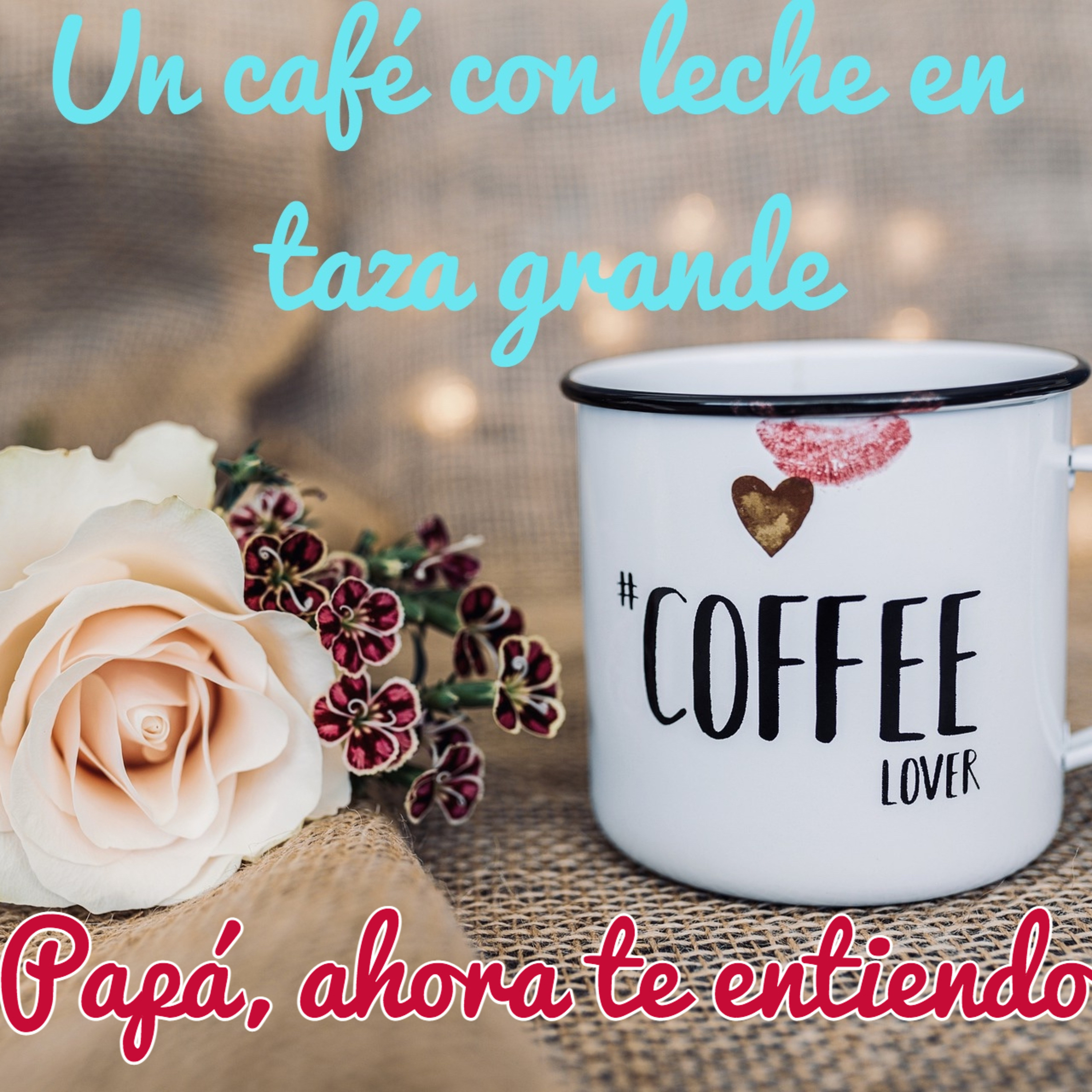 Un café con leche en taza grande