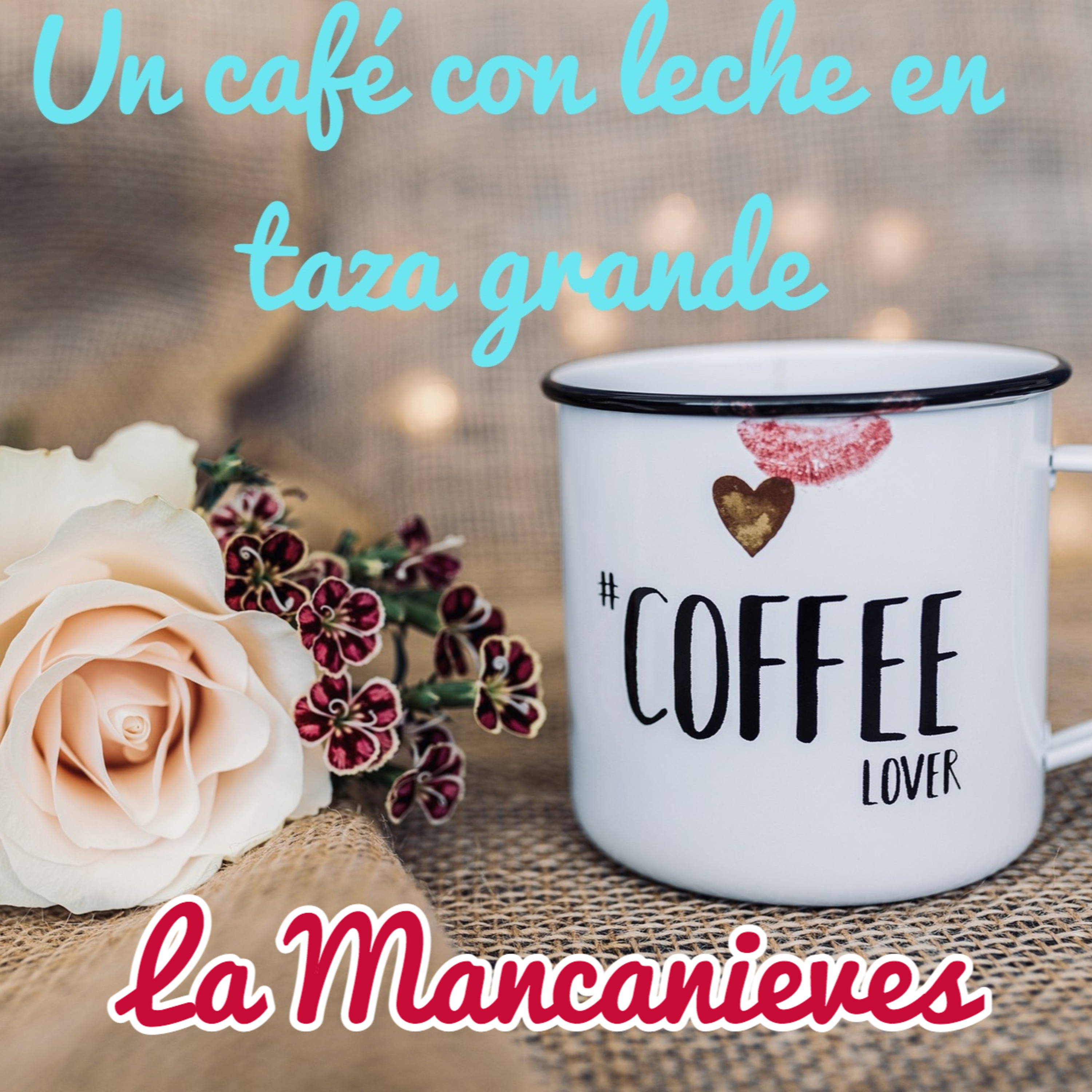 Un café con leche en taza grande