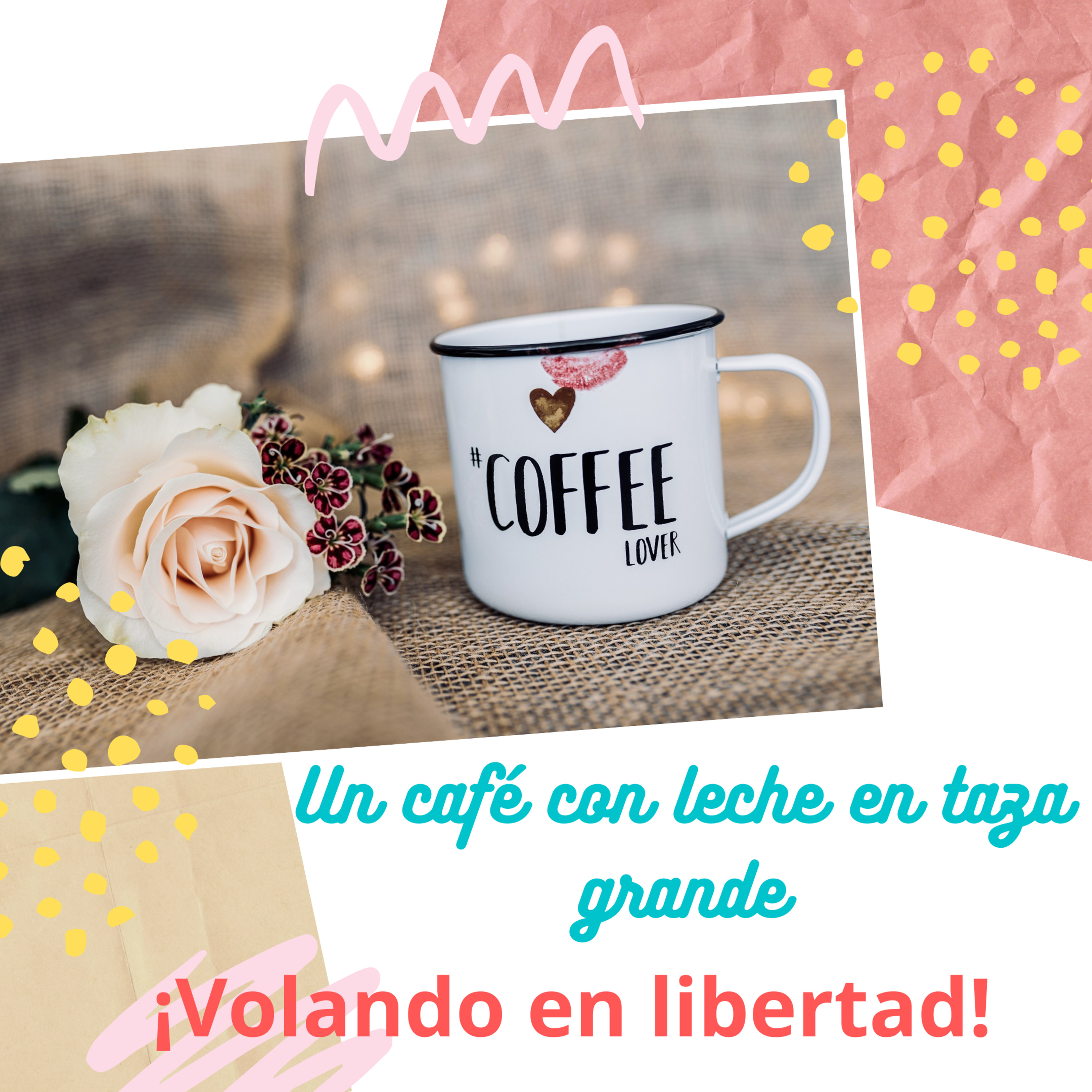 Un café con leche en taza grande