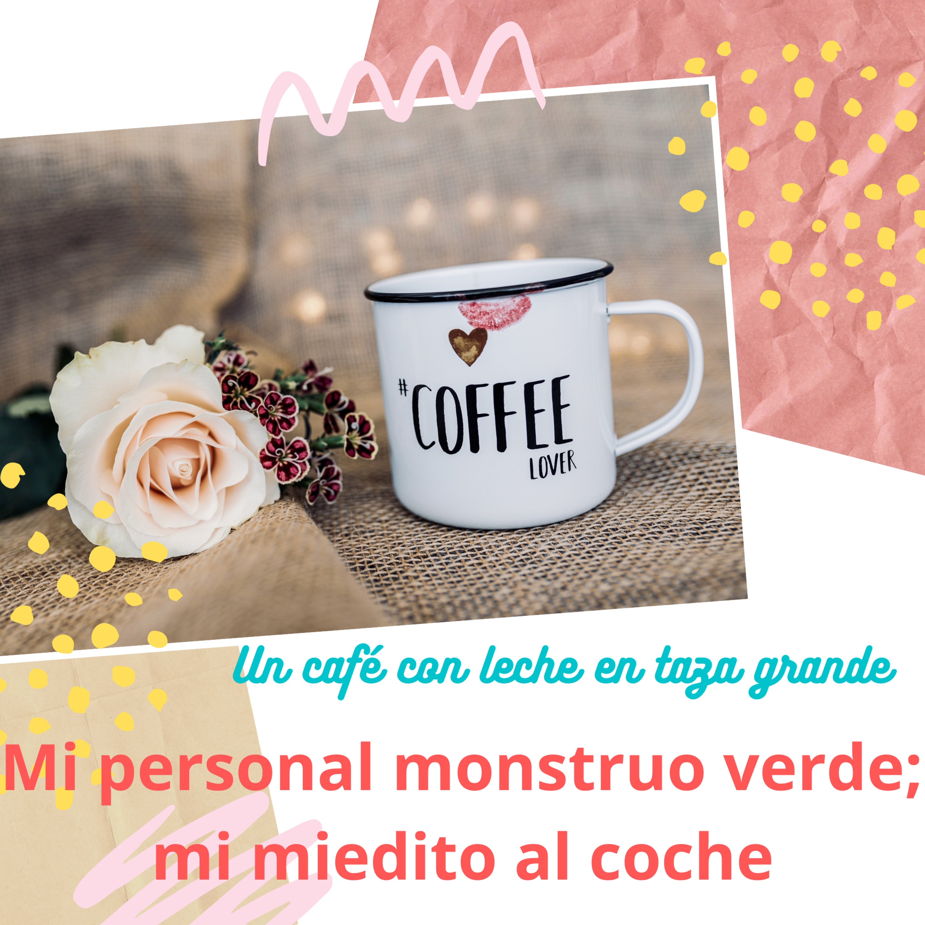 Un café con leche en taza grande
