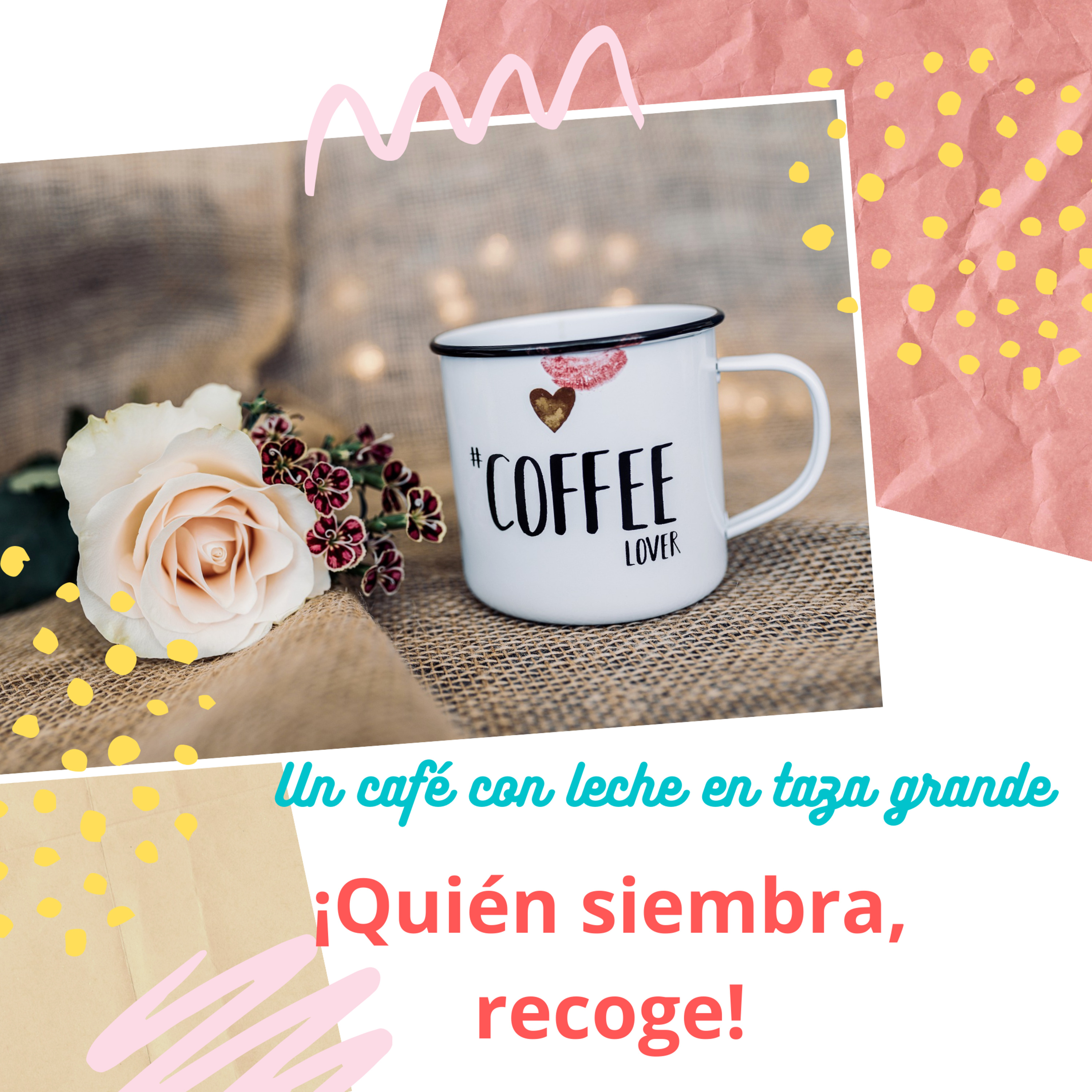 Un café con leche en taza grande