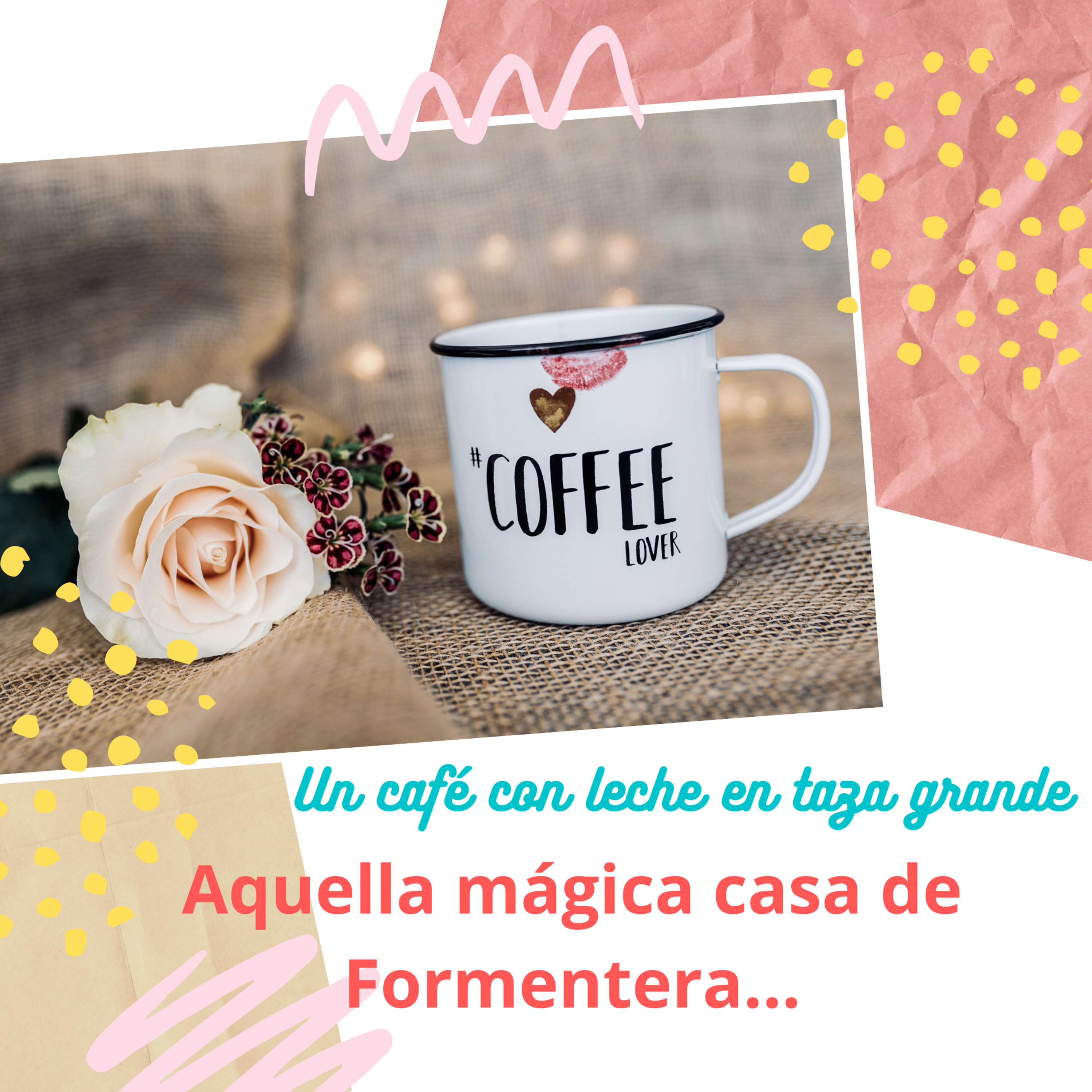 Un café con leche en taza grande
