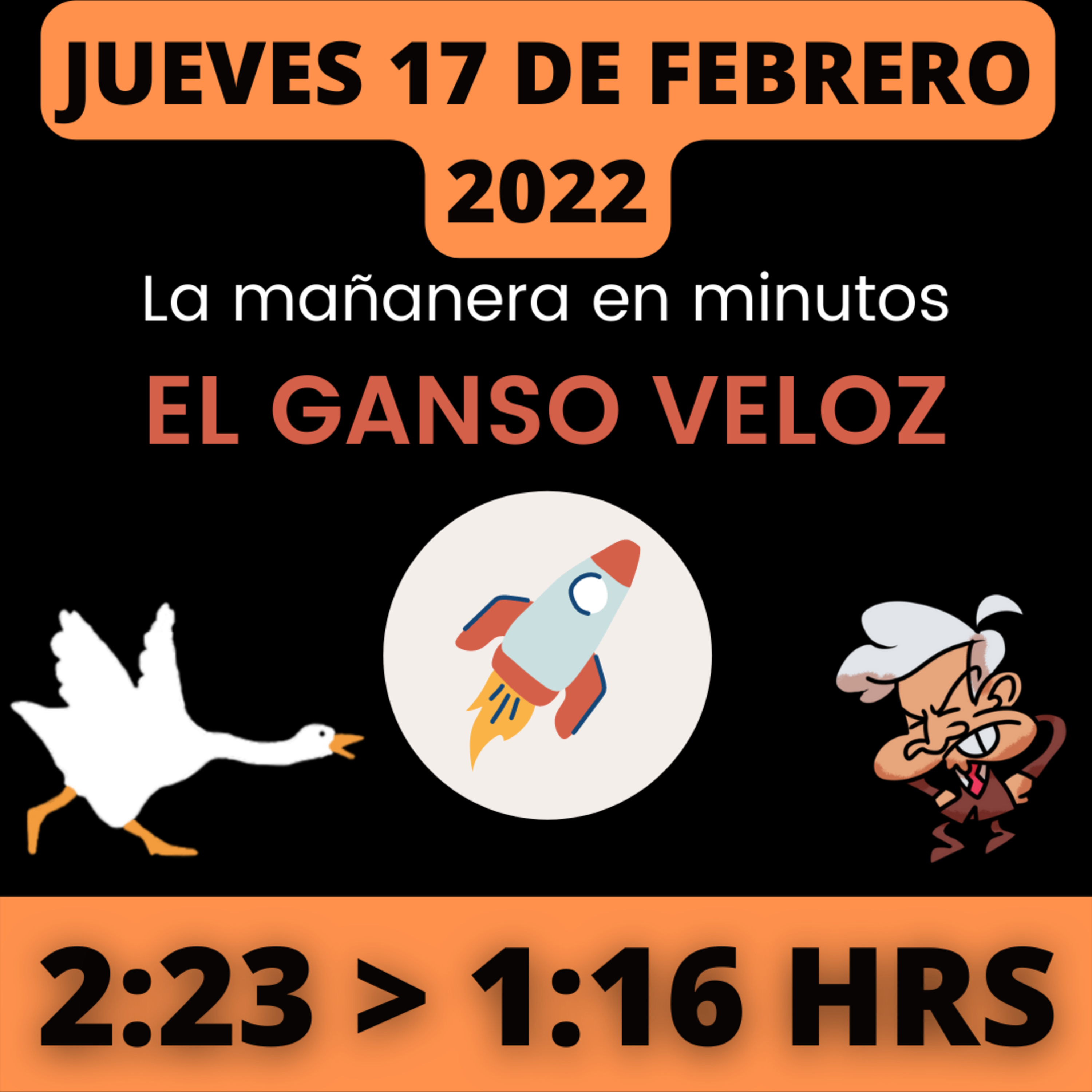 💩🐣 La mañanera en minutos | Jueves 17 de Febrero 2022 | #López | El ganso veloz | #Mañanera | De 2:23 a 1:16. episode artwork