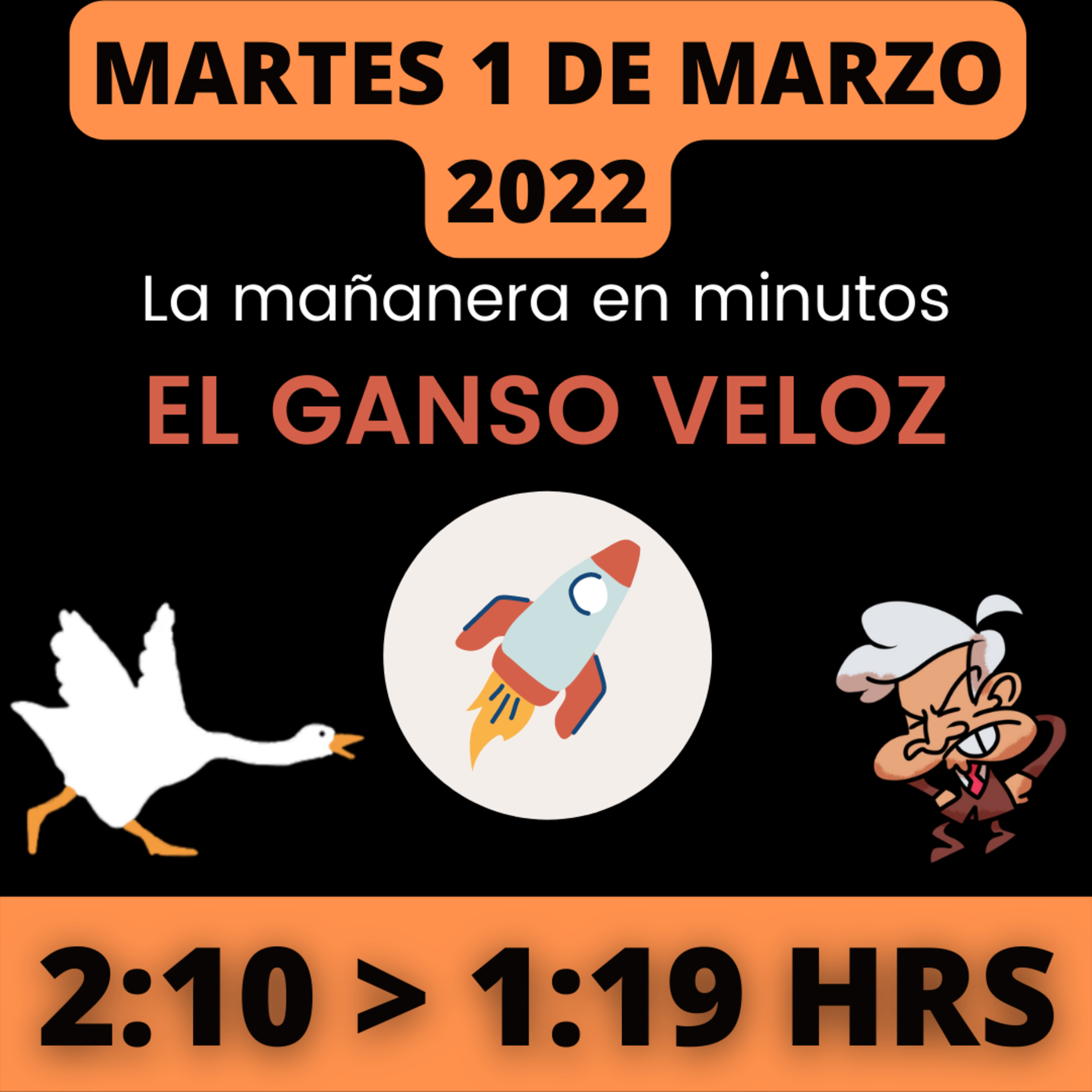 💩🐣 La mañanera en minutos | Martes 1 de Marzo 2022 | #López | El ganso veloz | #Mañanera | De 2:10 a 1:19. episode artwork