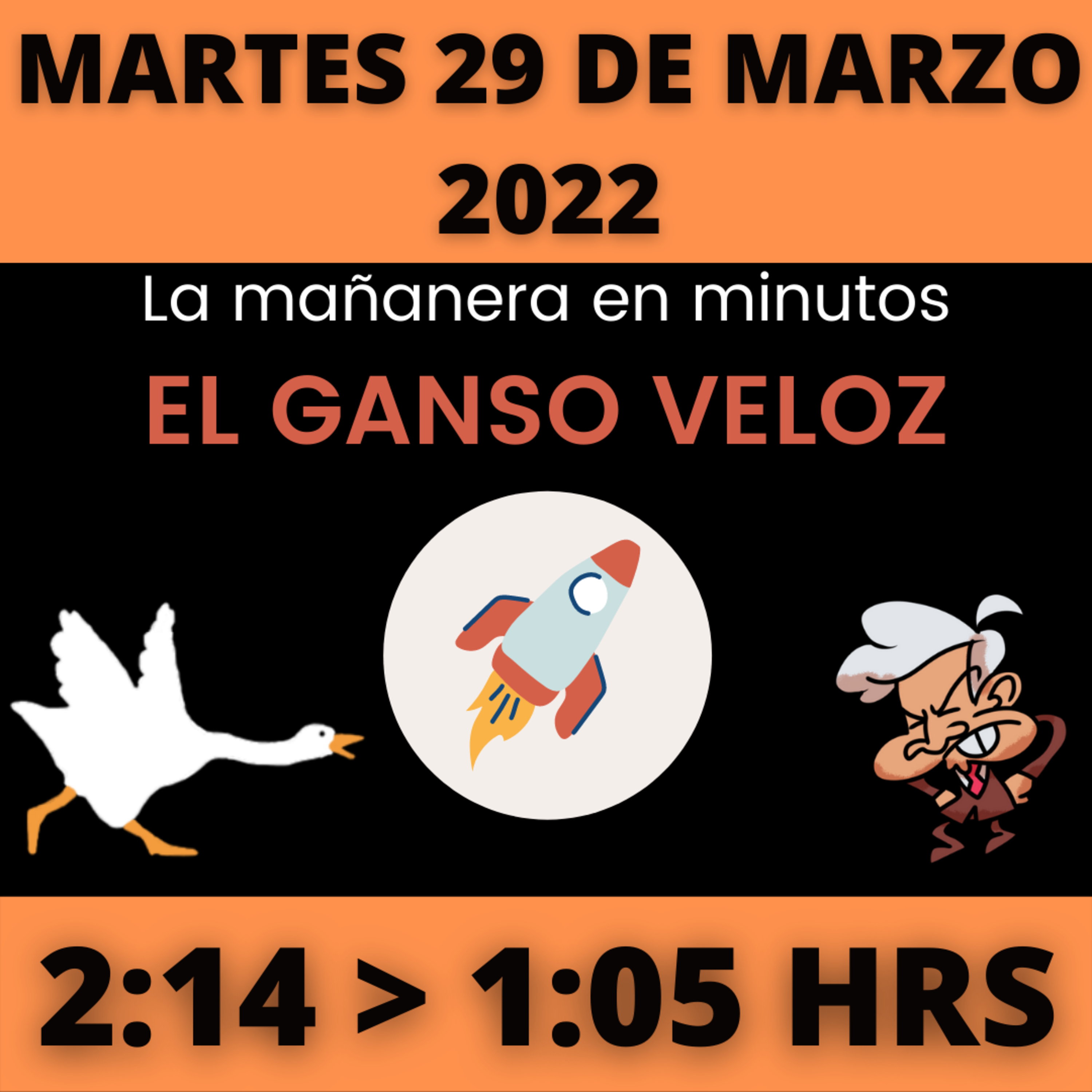 💩🐣 La mañanera en minutos | Martes 29 de Marzo 2022 | #López | El ganso veloz | #Mañanera | De 2:14 a 1:05. episode artwork