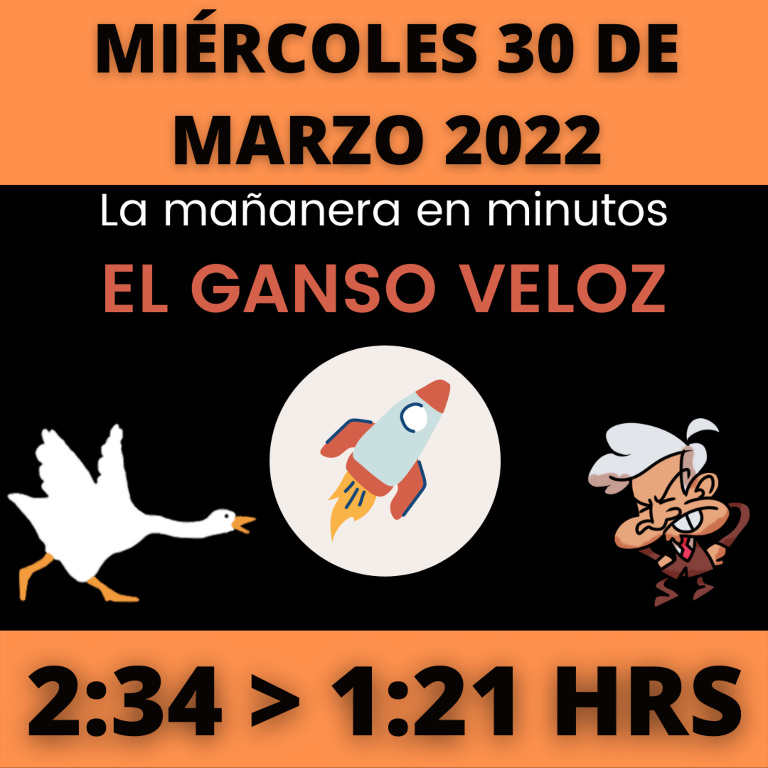 💩🐣 La mañanera en minutos | Miércoles 30 de Marzo 2022 | #López | El ganso veloz | #Mañanera | De 2:34 a 1:20. episode artwork