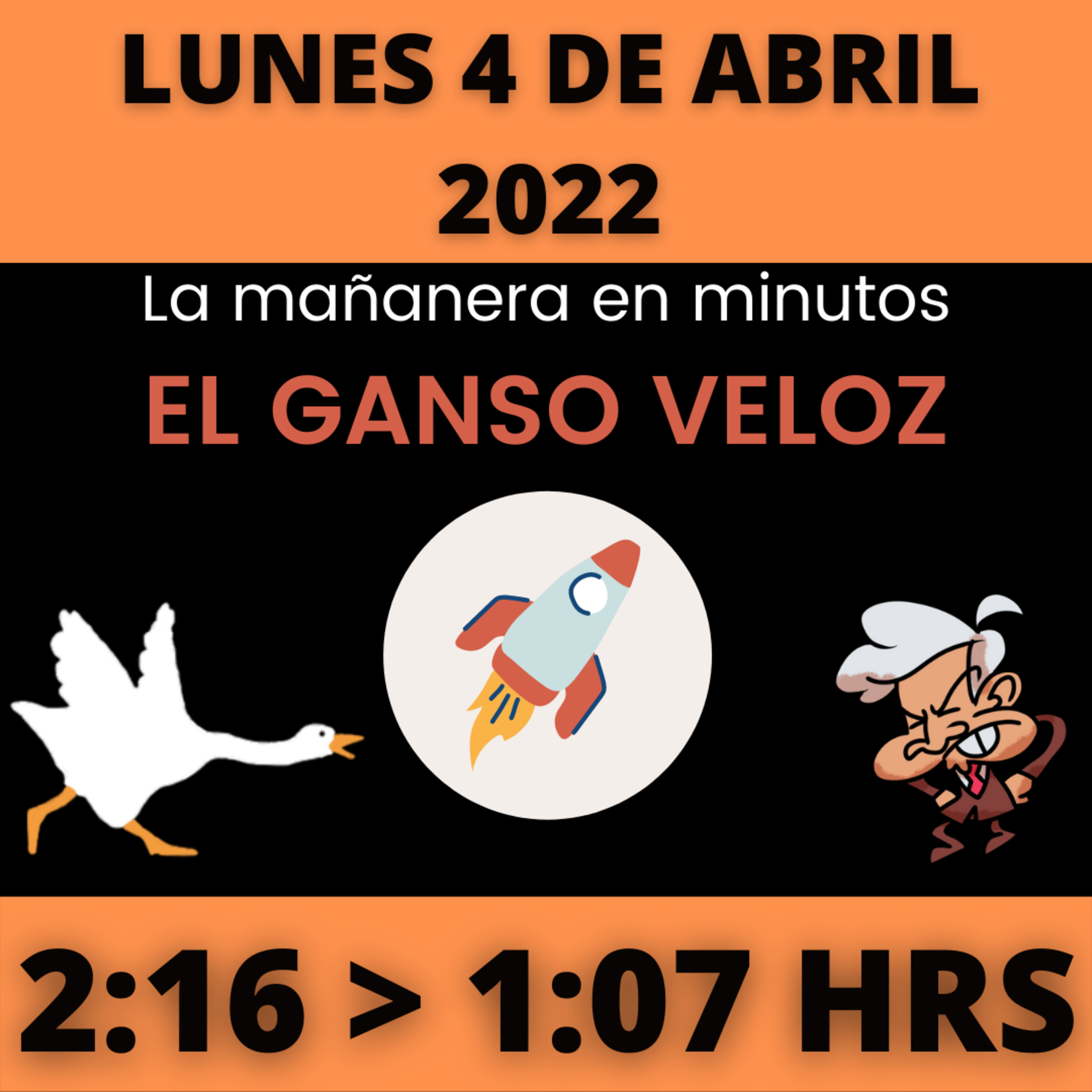 💩🐣 La mañanera en minutos | Lunes 4 de abril 2022 | #López | El ganso veloz | #Mañanera | De 2:16 a 1:07. episode artwork