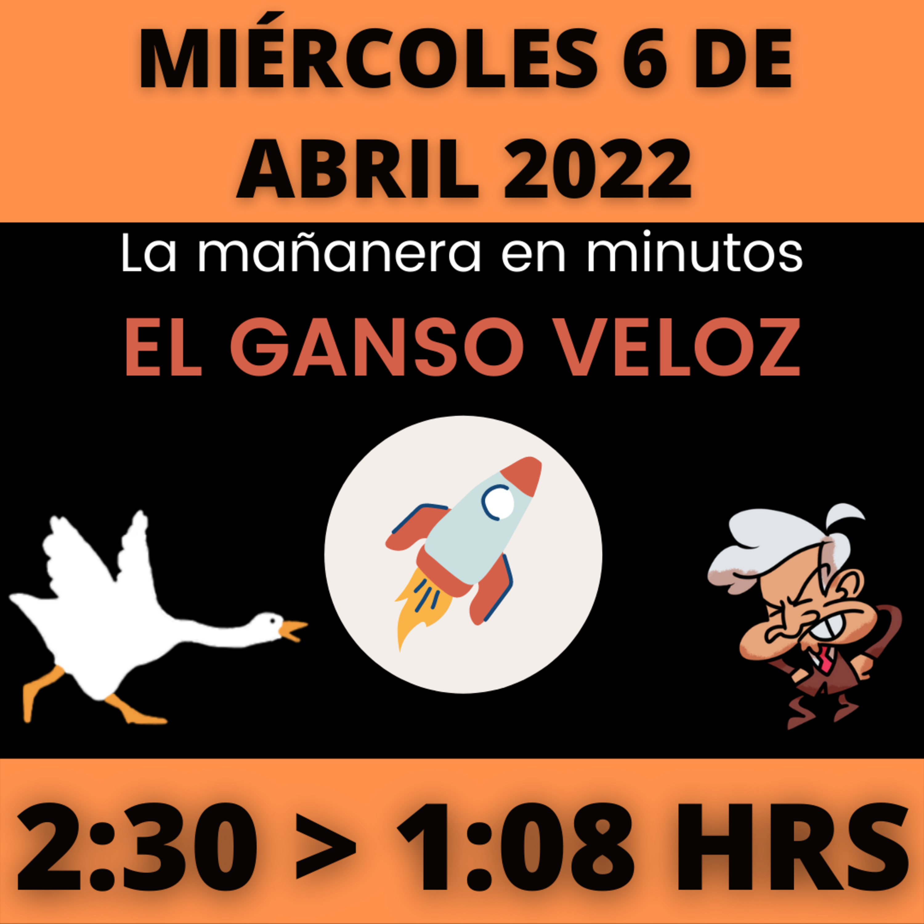 💩🐣 La mañanera en minutos | Miércoles 6 de abril 2022 | #López | El ganso veloz | #Mañanera | De 2:30 a 1:08. episode artwork