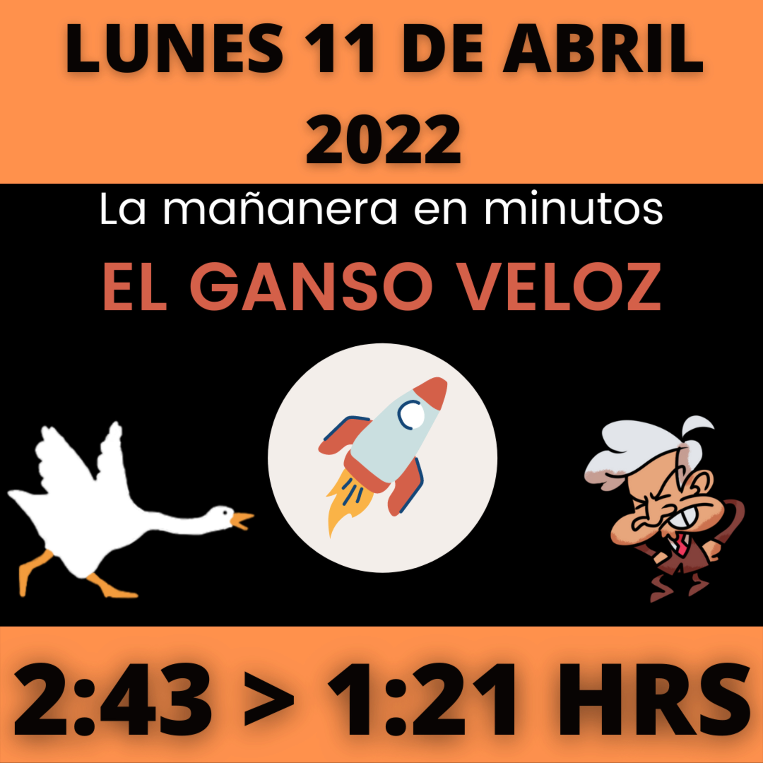 💩🐣 La mañanera en minutos | Viernes 11 de abril 2022 | #López | El ganso veloz | #Mañanera | De 2:43 a 1:21. episode artwork