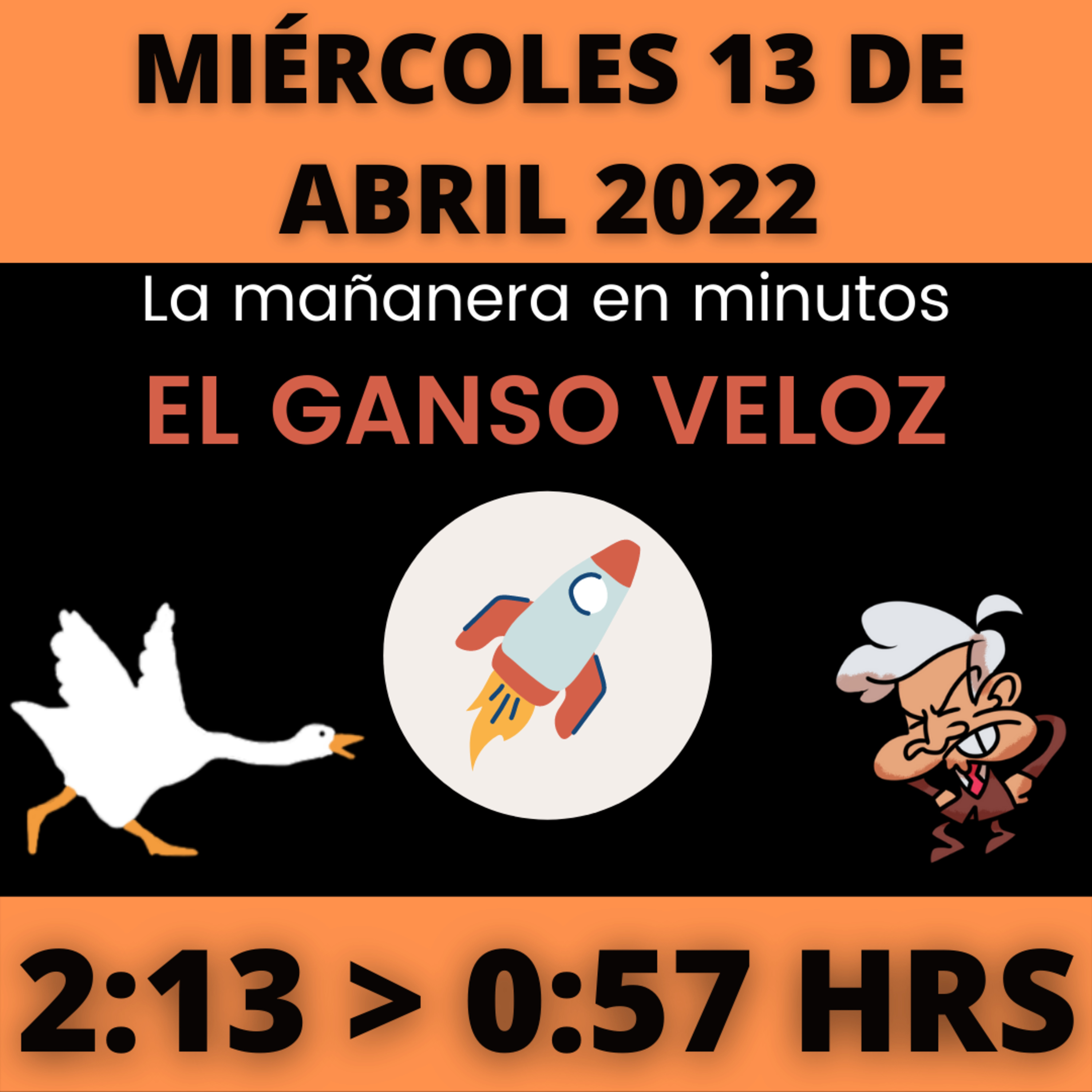 💩🐣 La mañanera en minutos | Miércoles 13 de abril 2022 | #López | El ganso veloz | #Mañanera | De 2:13 a 0:57. episode artwork