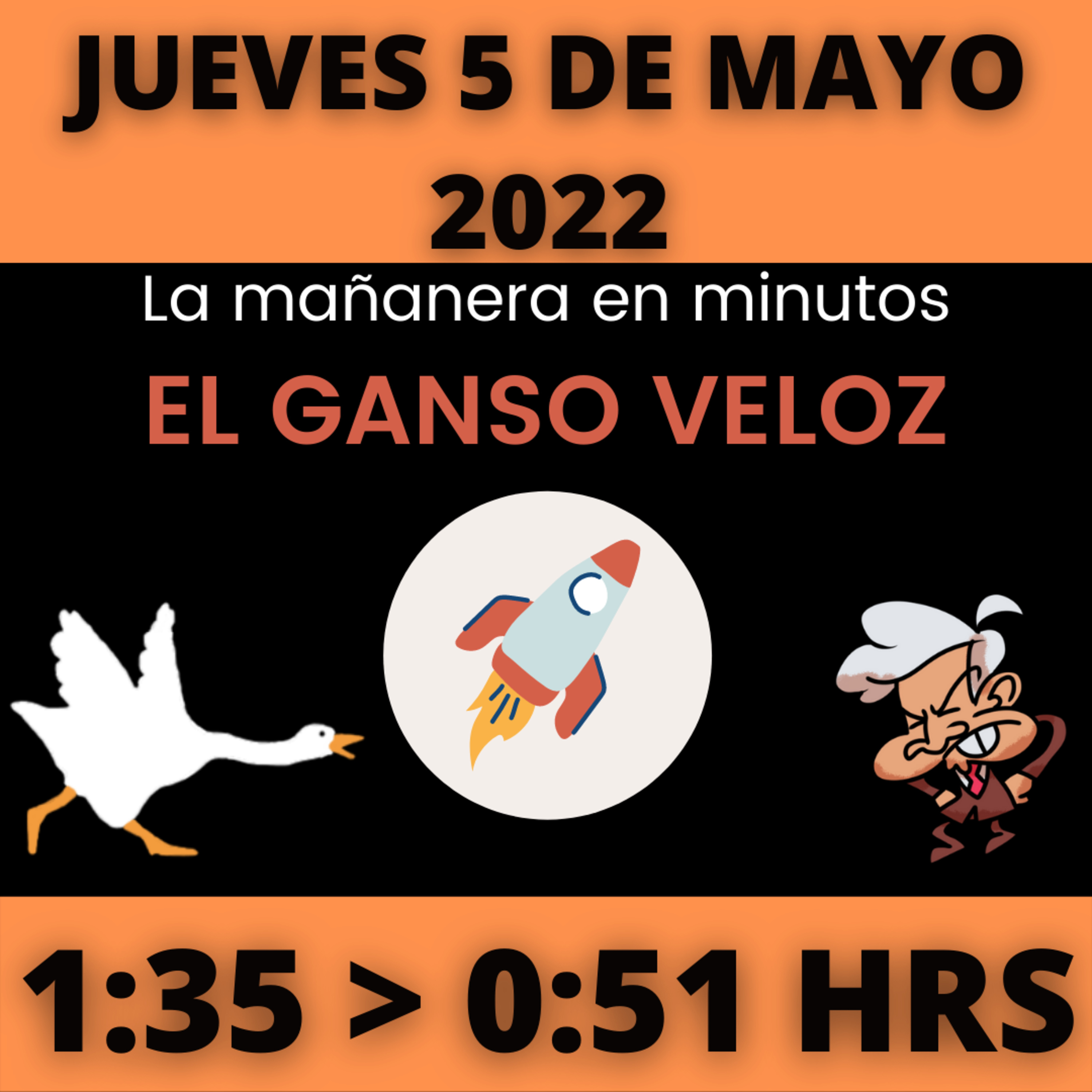 💩🐣 La mañanera en minutos | Jueves 5 de mayo 2022 | #López | El ganso veloz | #Mañanera | De 1:35 a 0:51. episode artwork