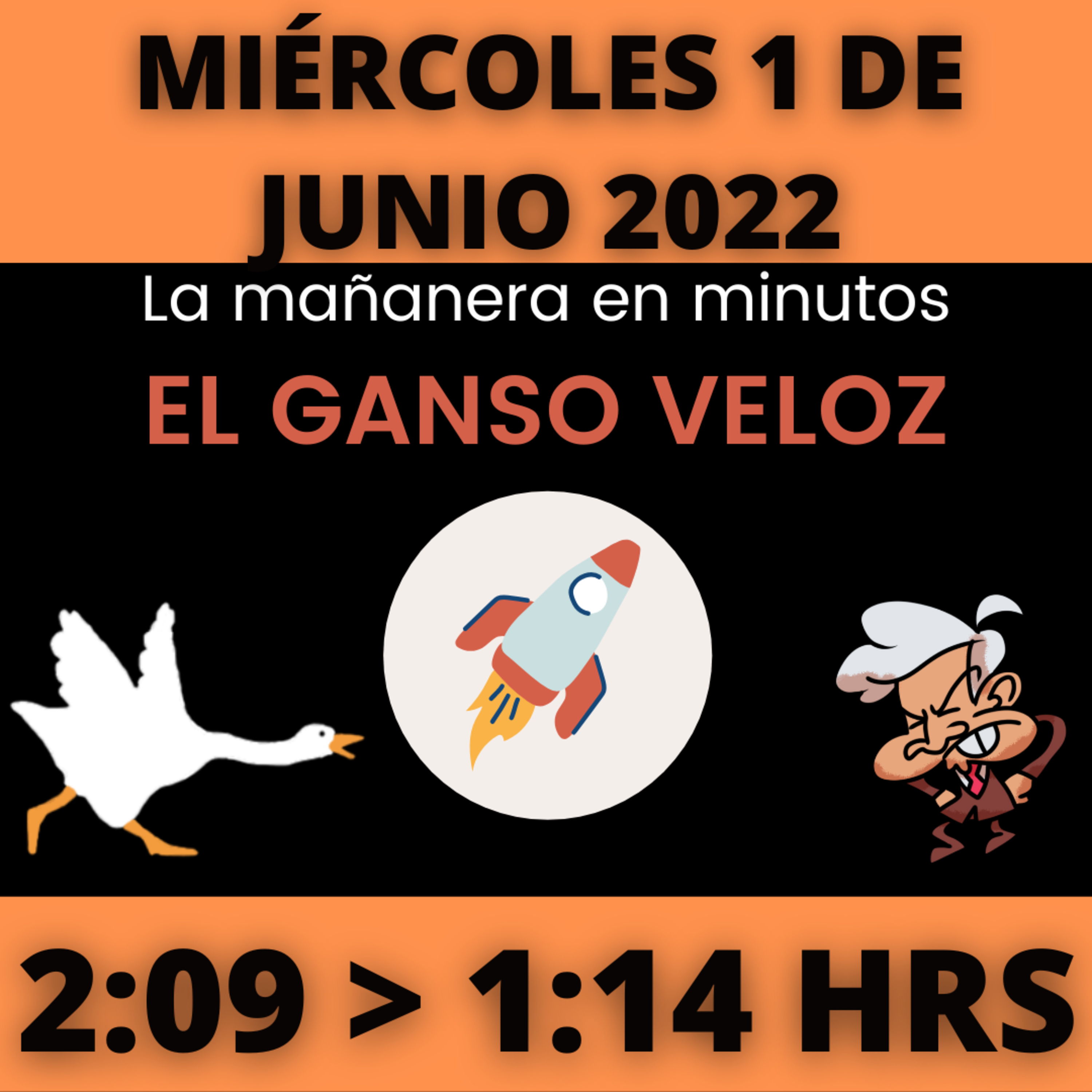 💩🐣 La mañanera en minutos | Miércoles 1 de junio 2022 | #López | El ganso veloz | #Mañanera | De 2:09 a 1:14. episode artwork