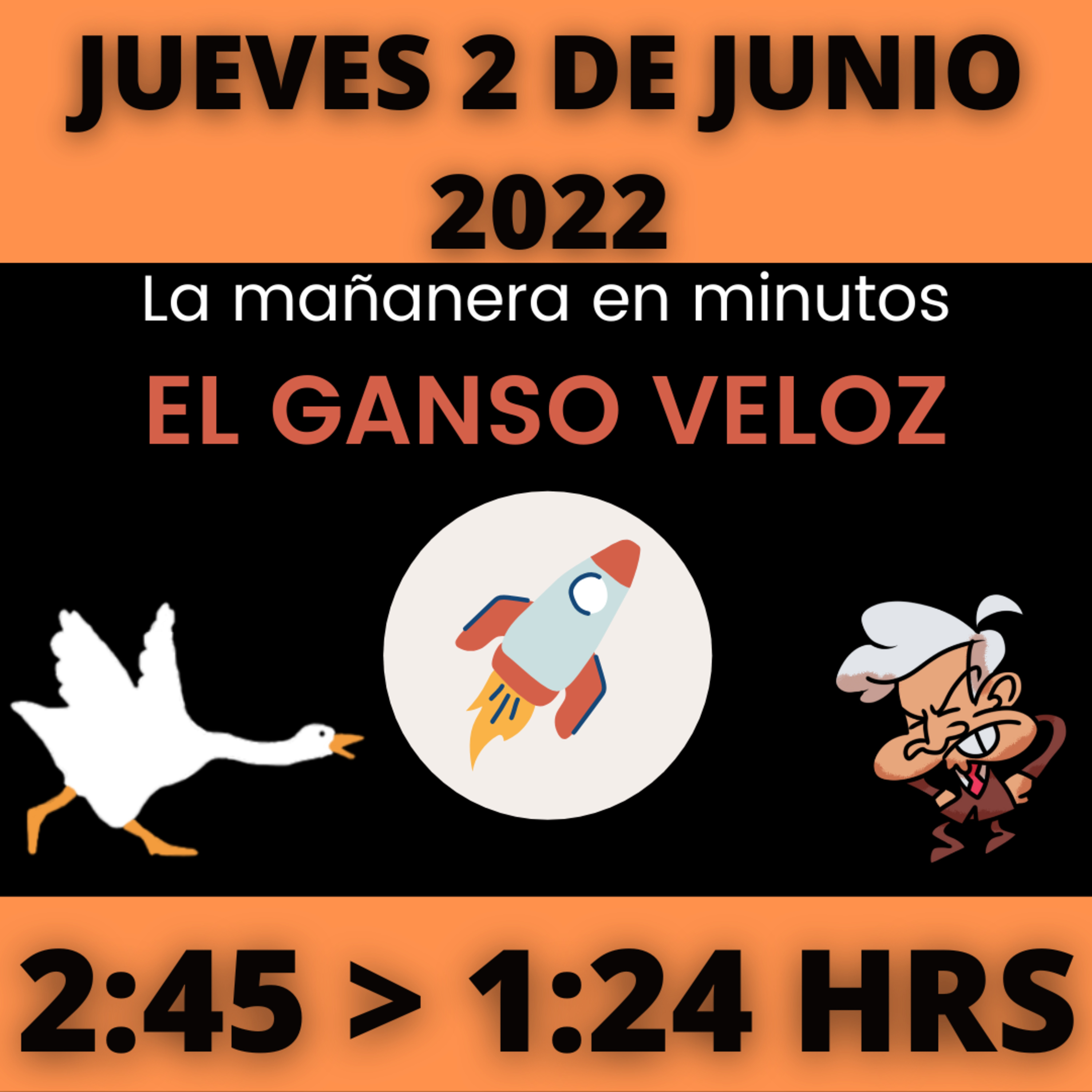 💩🐣 La mañanera en minutos | Jueves 2 de junio 2022 | #López | El ganso veloz | #Mañanera | De 2:45 a 1:24. episode artwork