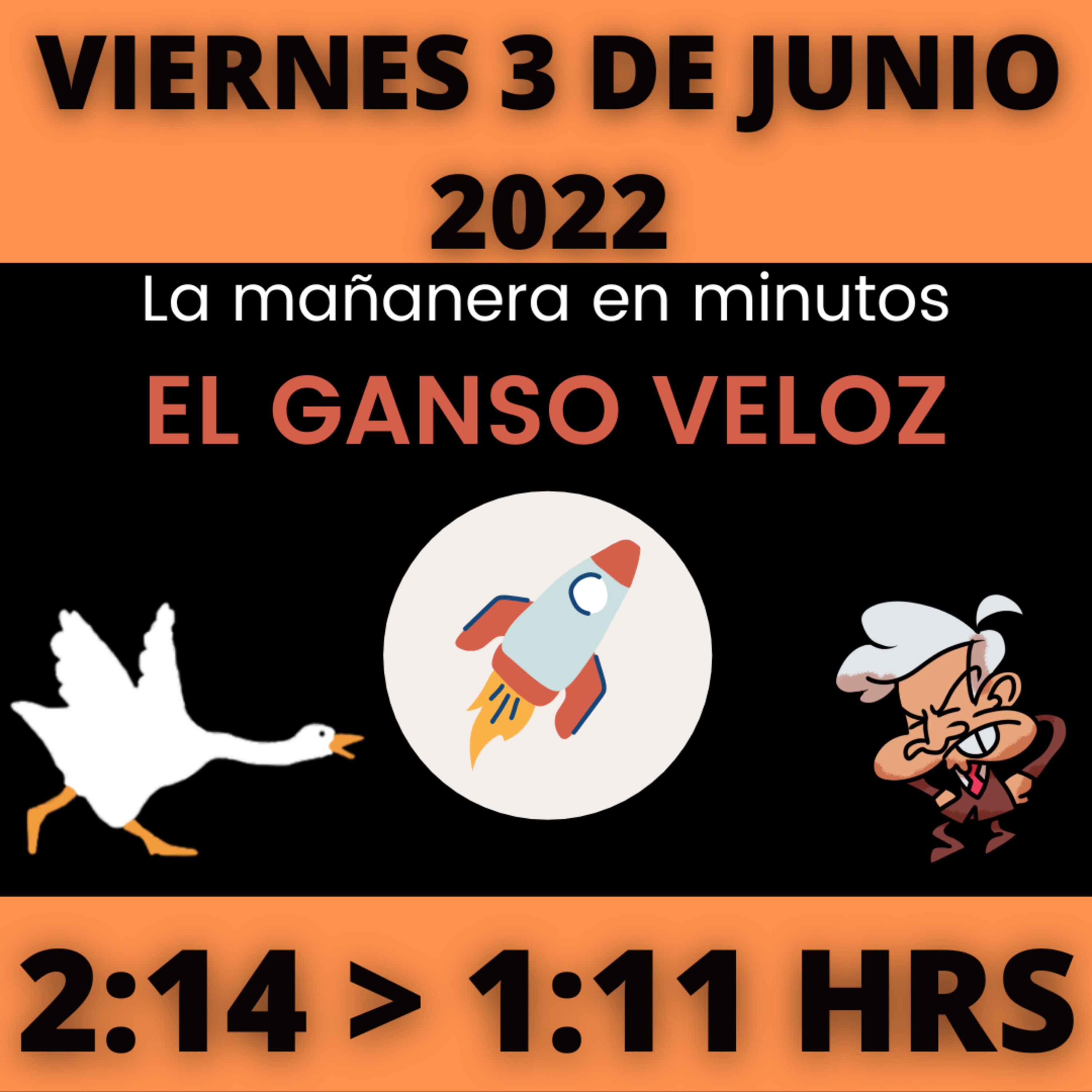 💩🐣 La mañanera en minutos | Viernes 3 de junio 2022 | #López | El ganso veloz | #Mañanera | De 2:14 a 1:11. episode artwork
