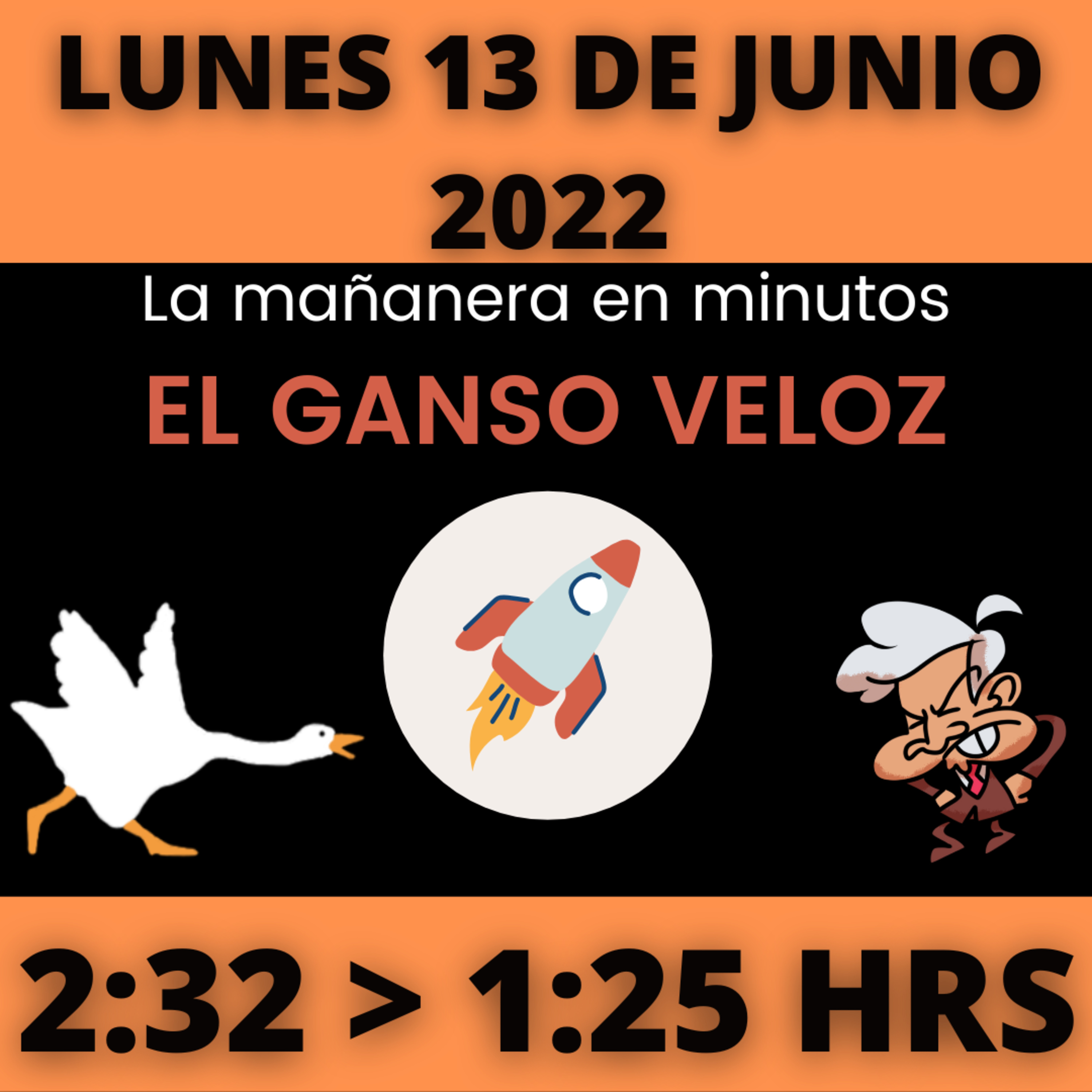 💩🐣 La mañanera en minutos | Lunes 13 de junio 2022 | #López | El ganso veloz | #Mañanera | De 2:32 a 1:25. episode artwork