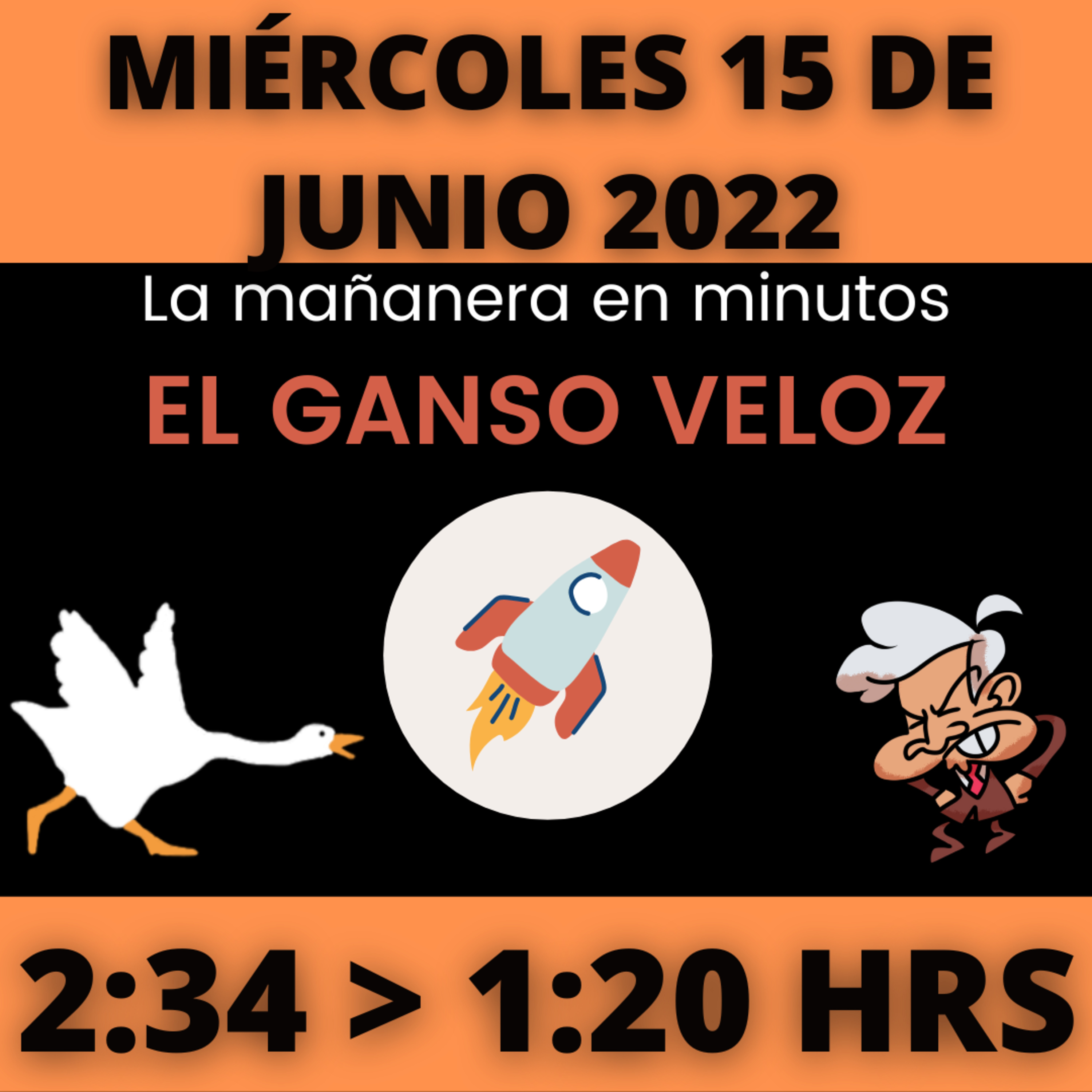 💩🐣 La mañanera en minutos | Miércoles 15 de junio 2022 | #López | El ganso veloz | #Mañanera | De 2:34 a 1:20. episode artwork