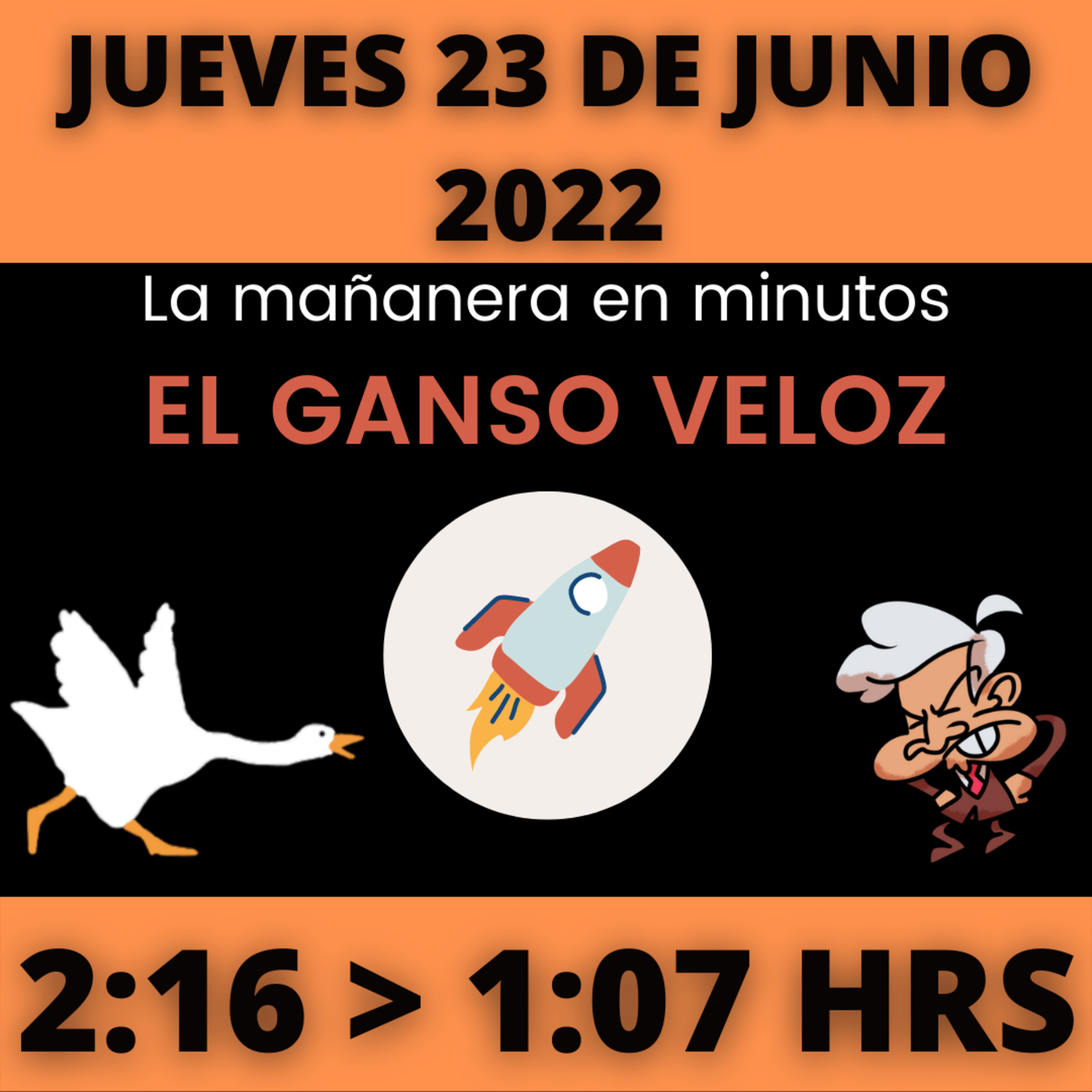 💩🐣 La mañanera en minutos | Jueves 23 de junio 2022 | #López | El ganso veloz | #Mañanera | De 2:16 a 1:07. episode artwork