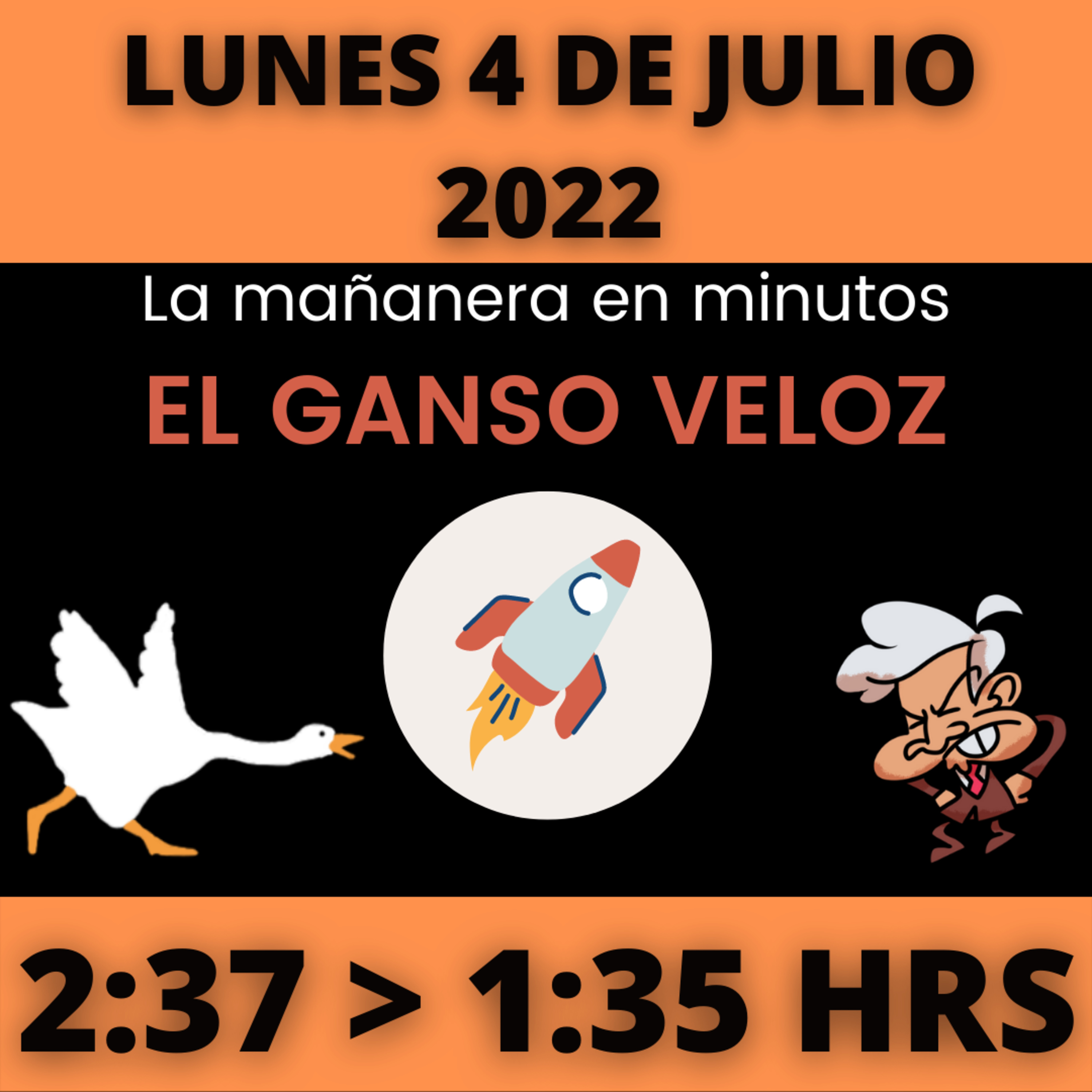 💩🐣 La mañanera en minutos | Lunes 4 de julio 2022 | #López | El ganso veloz | #Mañanera | De 2:37 a 1:35. episode artwork