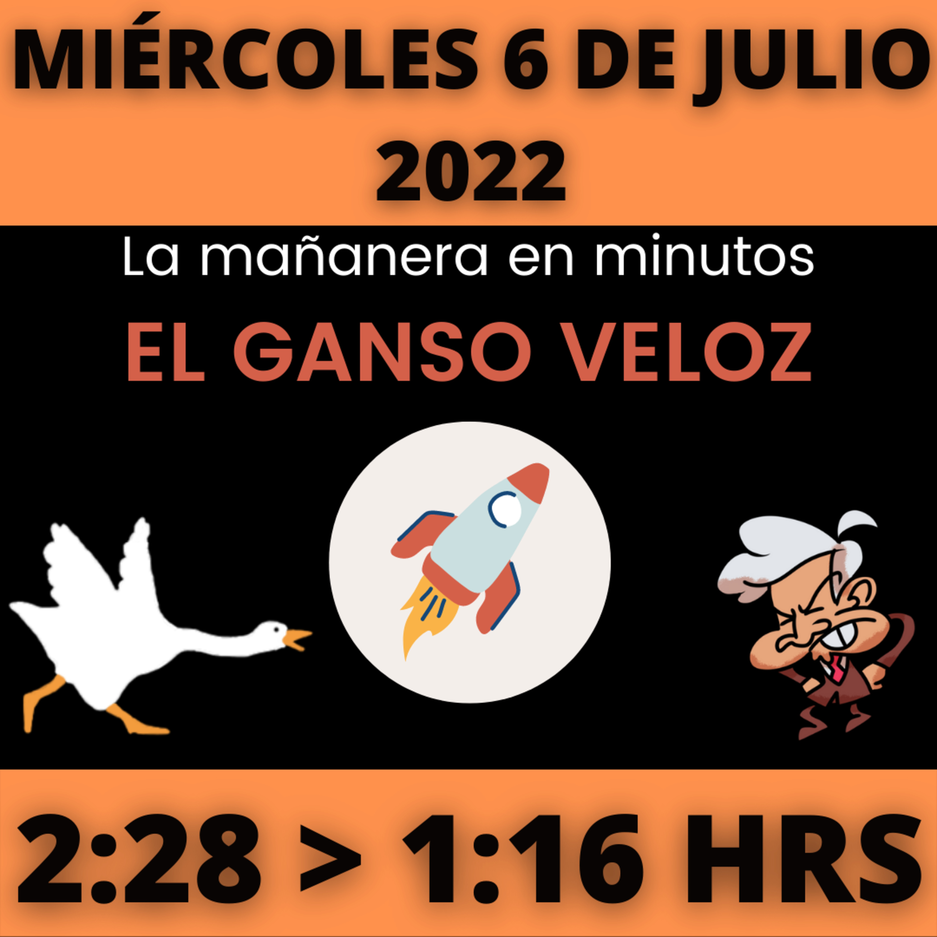 💩🐣 La mañanera en minutos | Miércoles 6 de julio 2022 | #López | El ganso veloz | #Mañanera | De 2:28 a 1:16. episode artwork