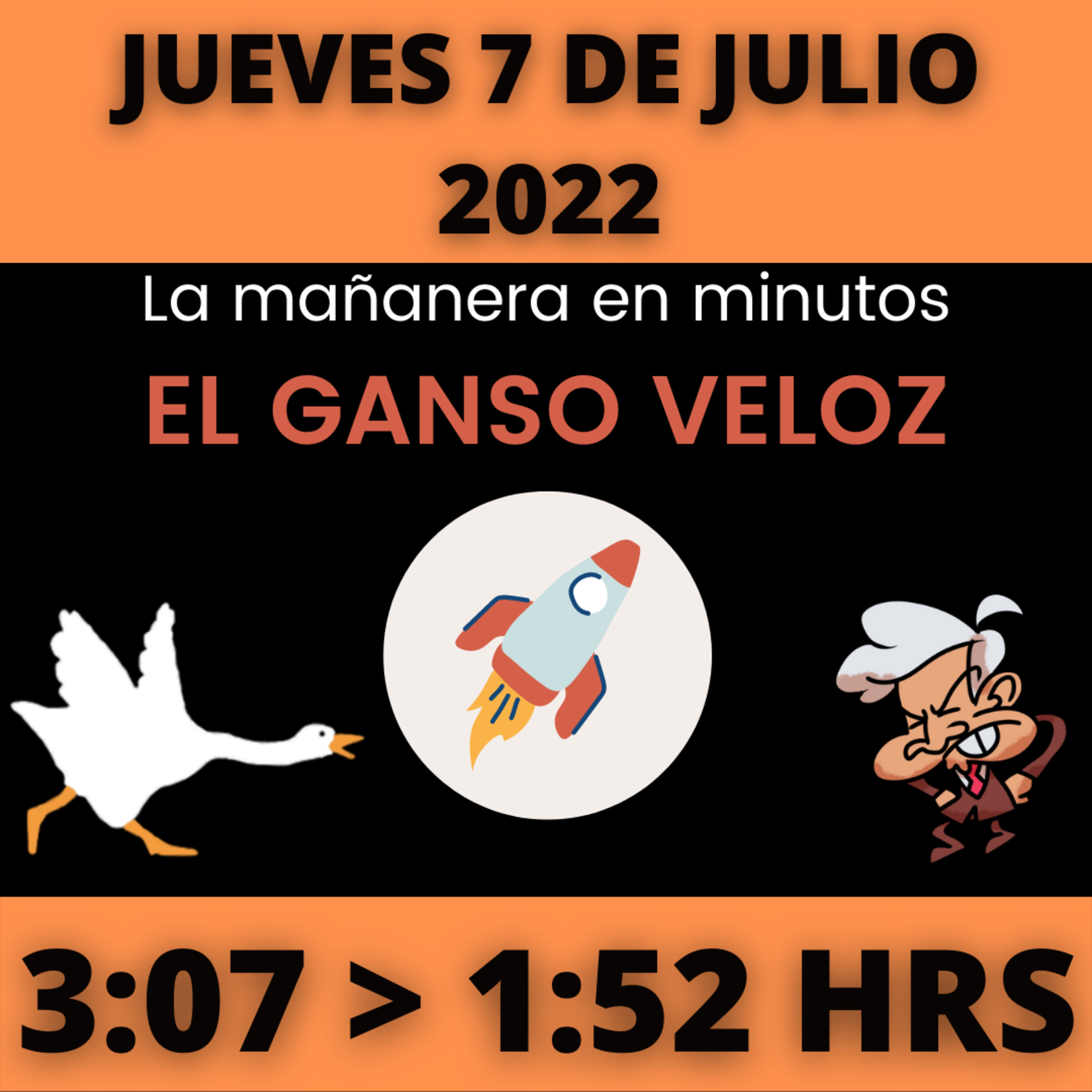 💩🐣 La mañanera en minutos | Jueves 7 de julio 2022 | #López | El ganso veloz | #Mañanera | De 3:07 a 1:52. episode artwork