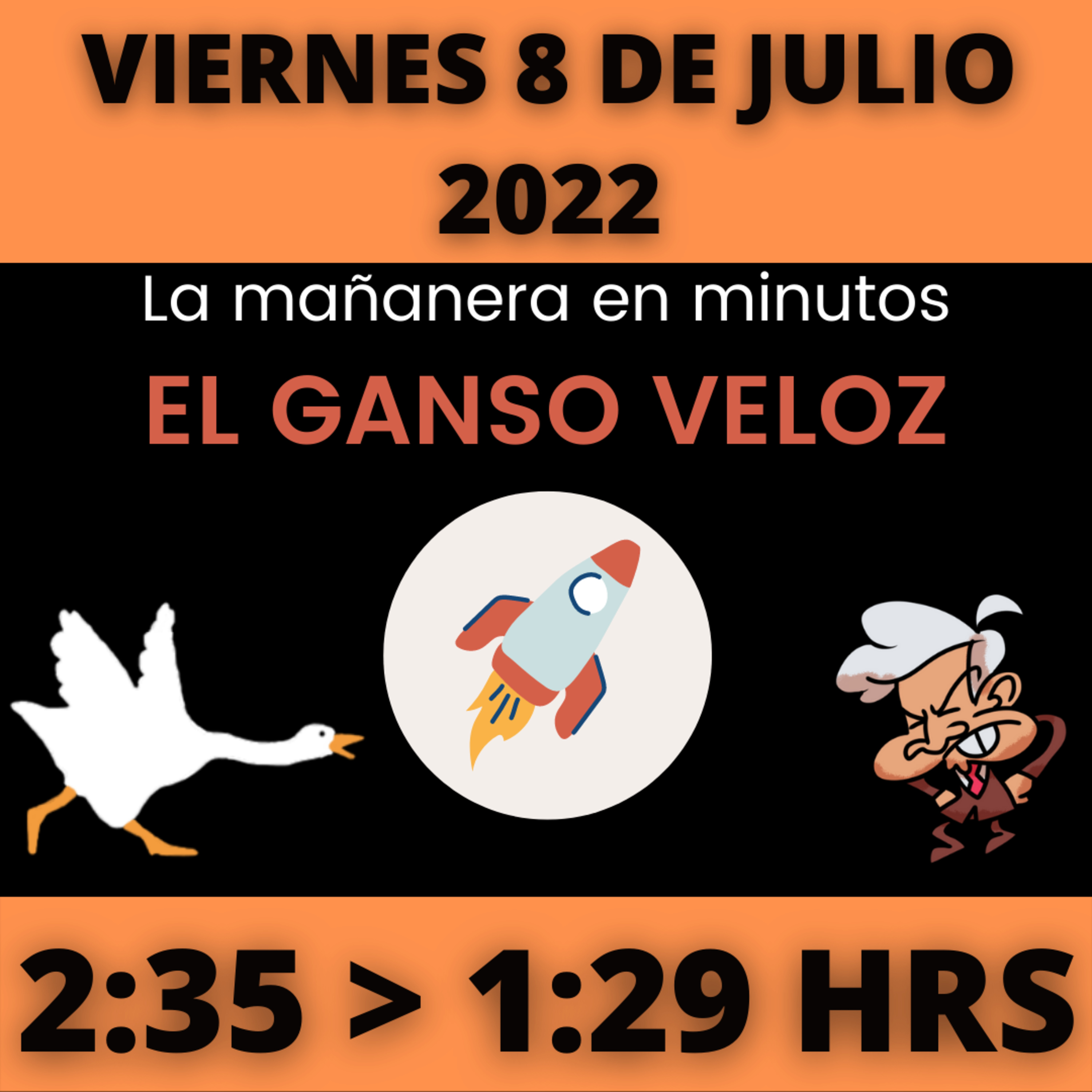💩🐣 La mañanera en minutos | Viernes 8 de julio 2022 | #López | El ganso veloz | #Mañanera | De 2:35 a 1:29. episode artwork