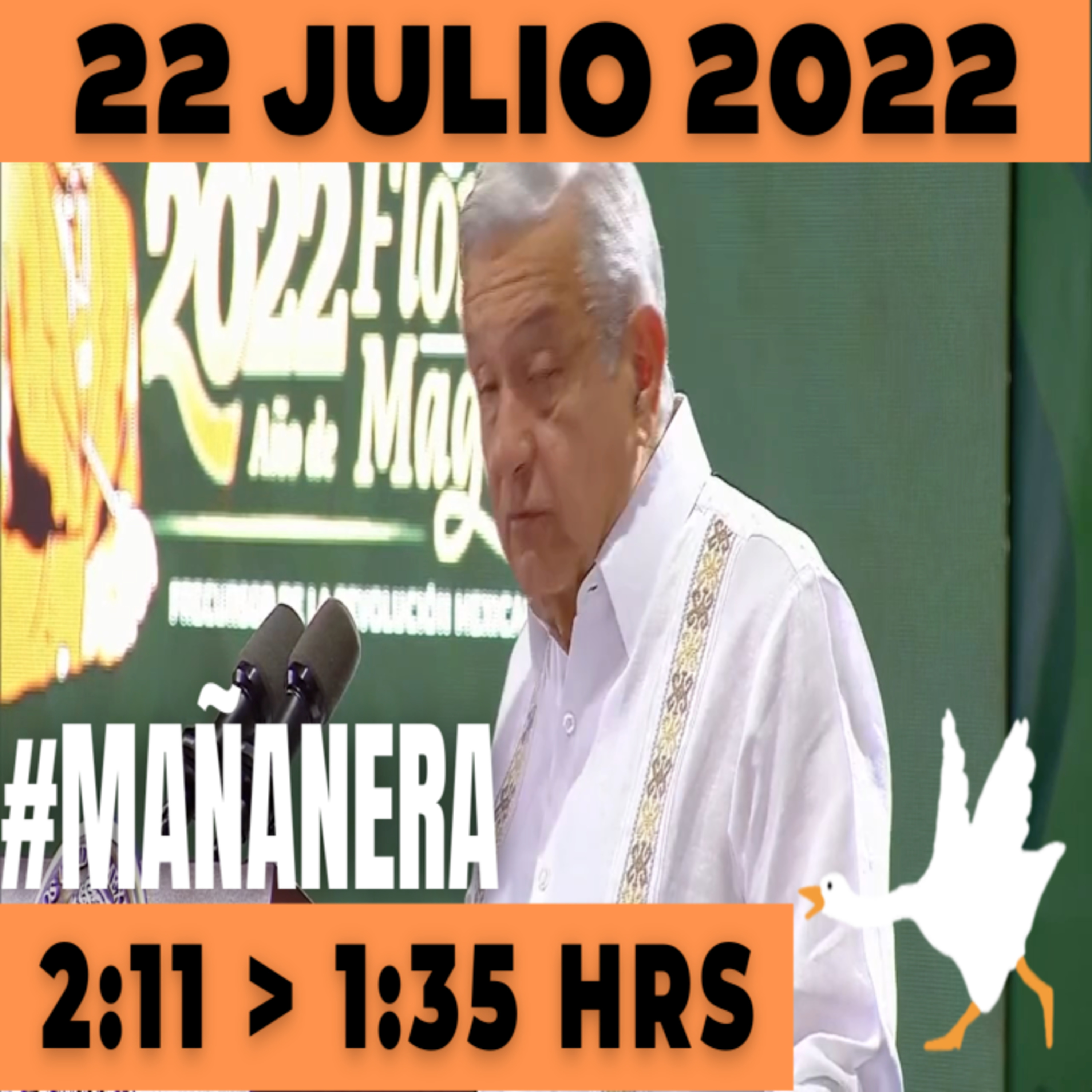 💩🐣  La mañanera en minutos | Mañanera Viernes 22 de julio 2022 | El ganso veloz | De 2:11 a 1:35. episode artwork