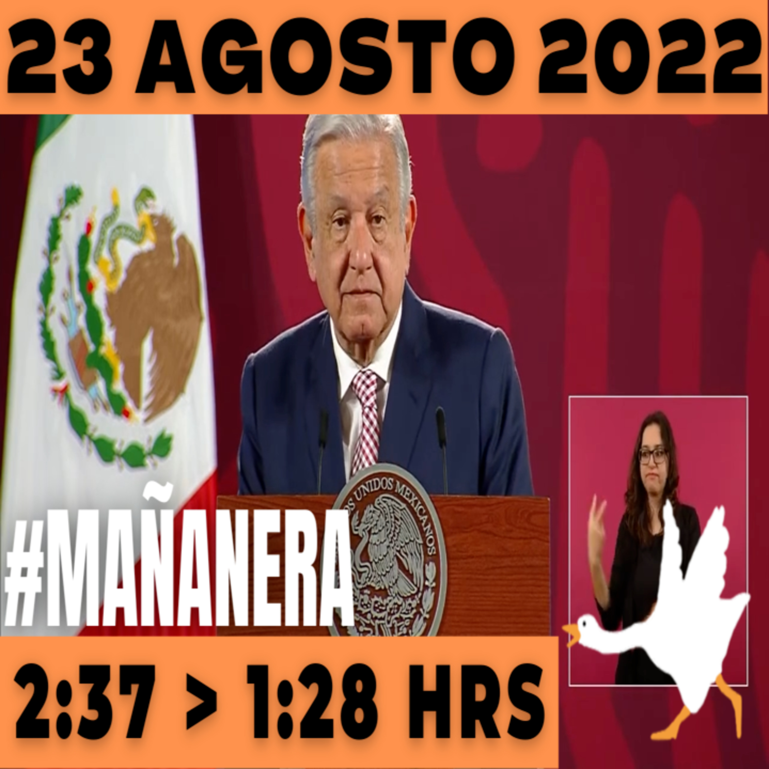 💩🐣  La mañanera en minutos | Mañanera Martes 23 de Agosto 2022 | El ganso veloz | De 2:37 a 1:28. episode artwork