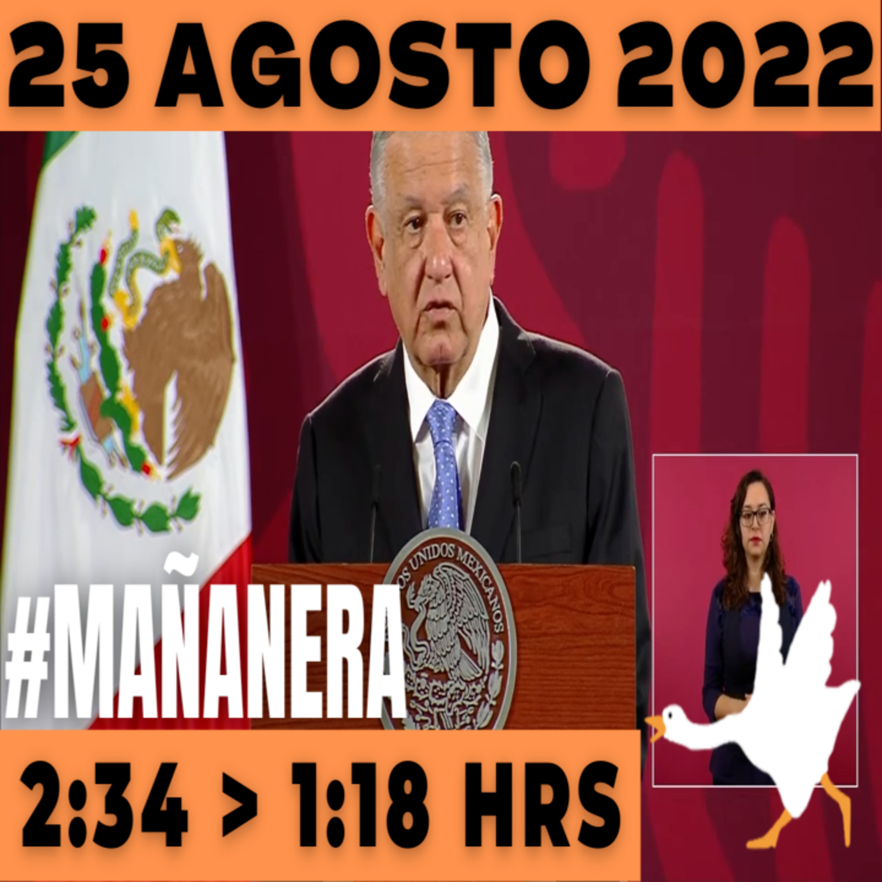 💩🐣  La mañanera en minutos | Mañanera Jueves 25 de Agosto 2022 | El ganso veloz | De 2:34 a 1:18. episode artwork