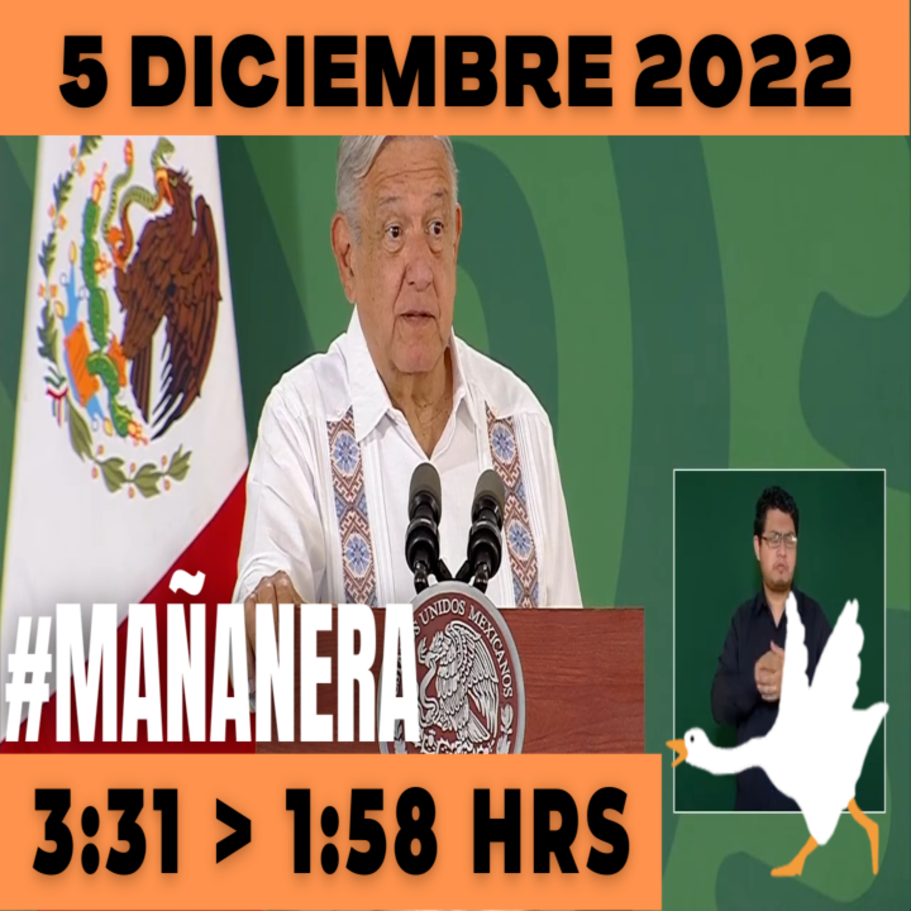 💩🐣 Conferencia de prensa matutina Lunes 5 de Diciembre 2022 Presidente AMLO De 3:31 a 1:58. episode artwork