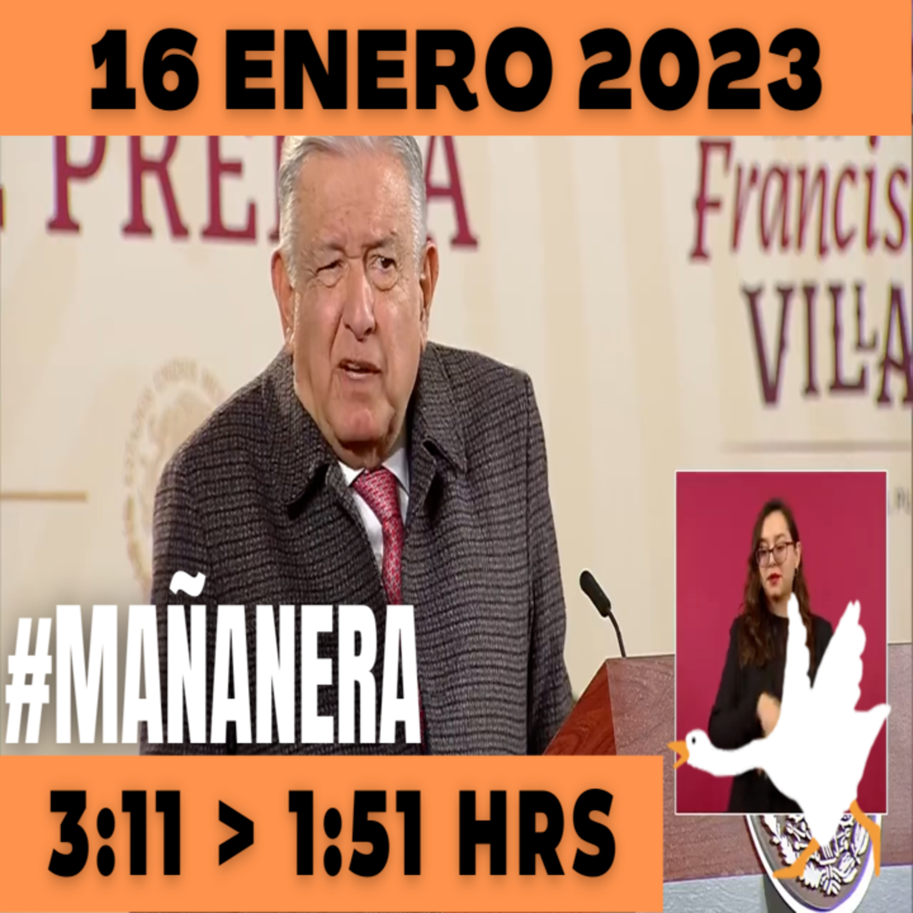 💩🐣 Conferencia de prensa matutina Lunes 16 de Enero 2023 Presidente AMLO De 3:11 a 1:51. episode artwork